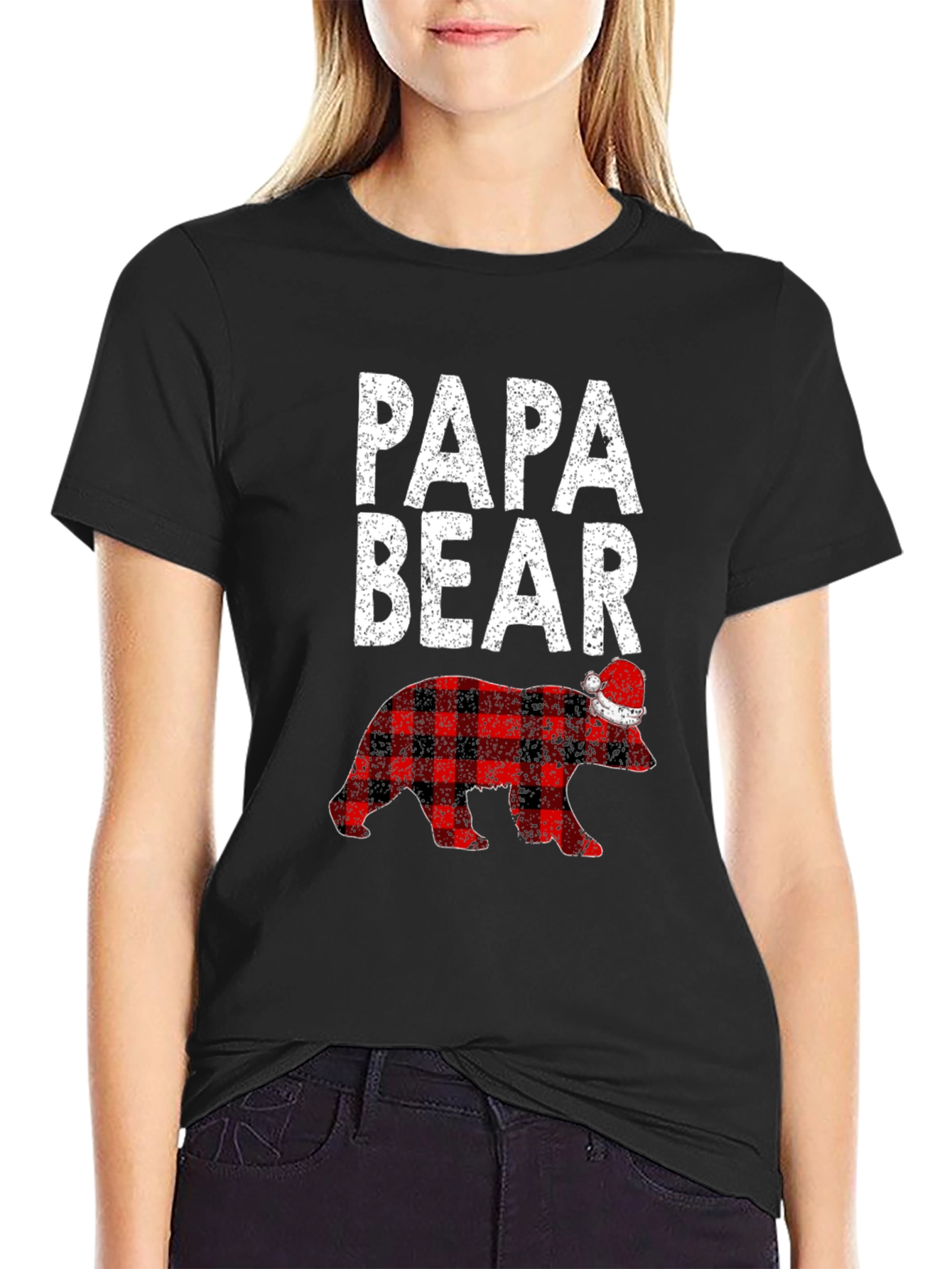 Papa Bear Plaid Christmas T-Shirt