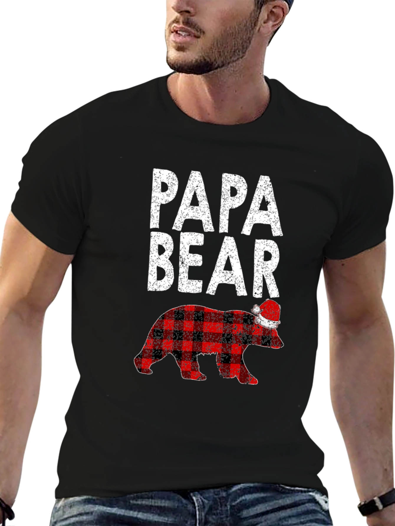 Papa Bear Plaid Christmas T-Shirt