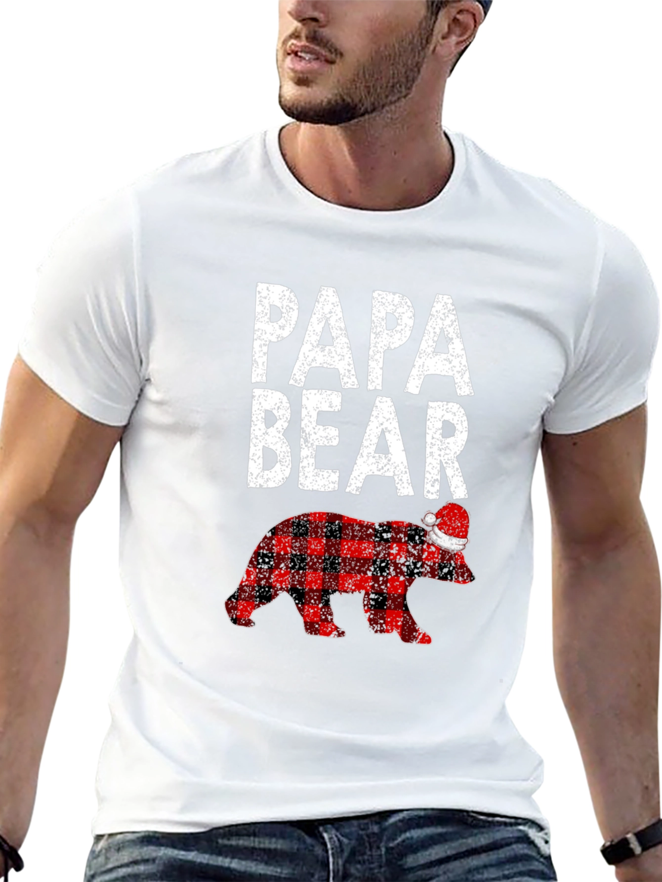 Papa Bear Plaid Christmas T-Shirt
