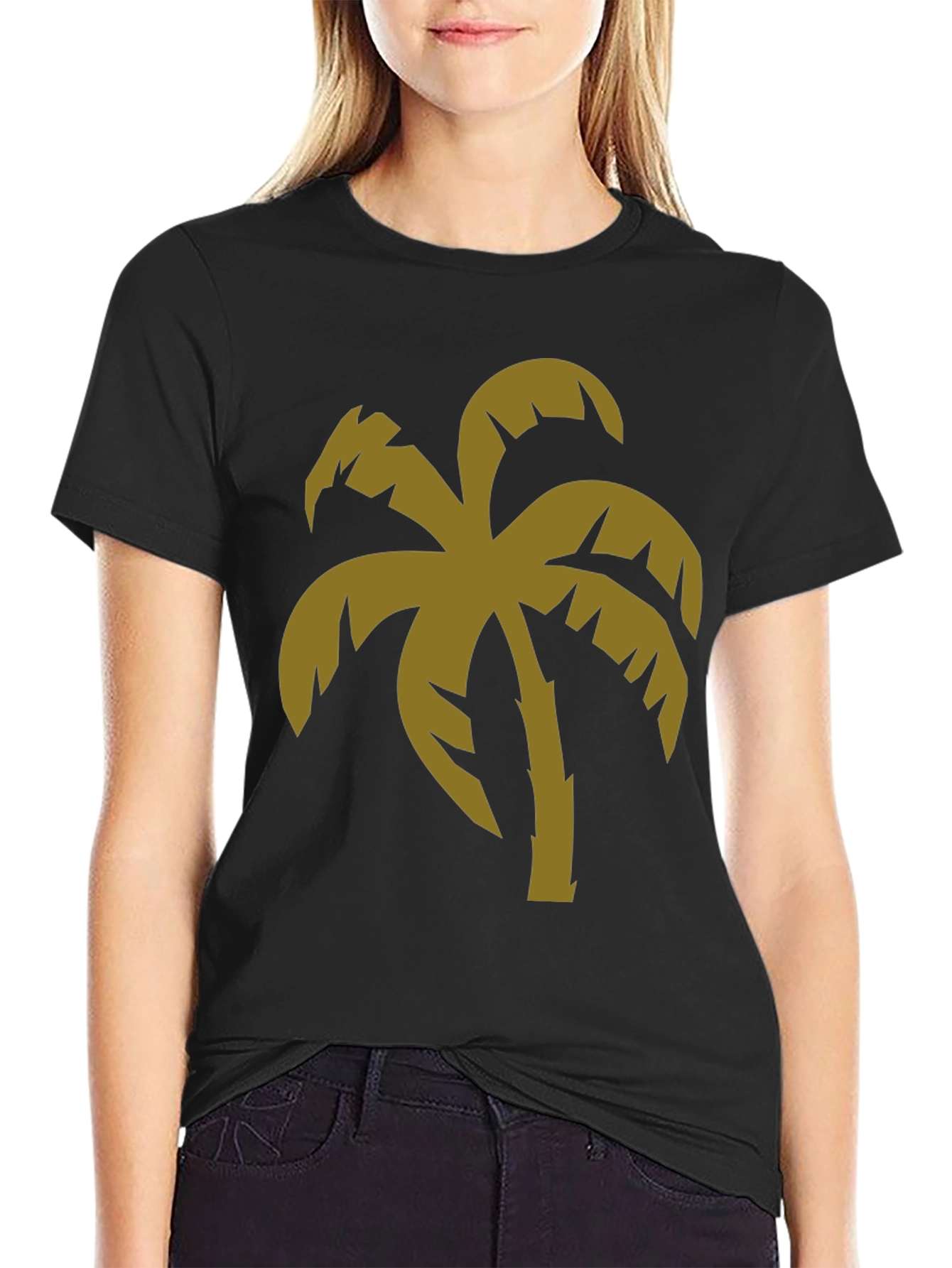 Tropical Palm Tree Graphic Black T-Shirt