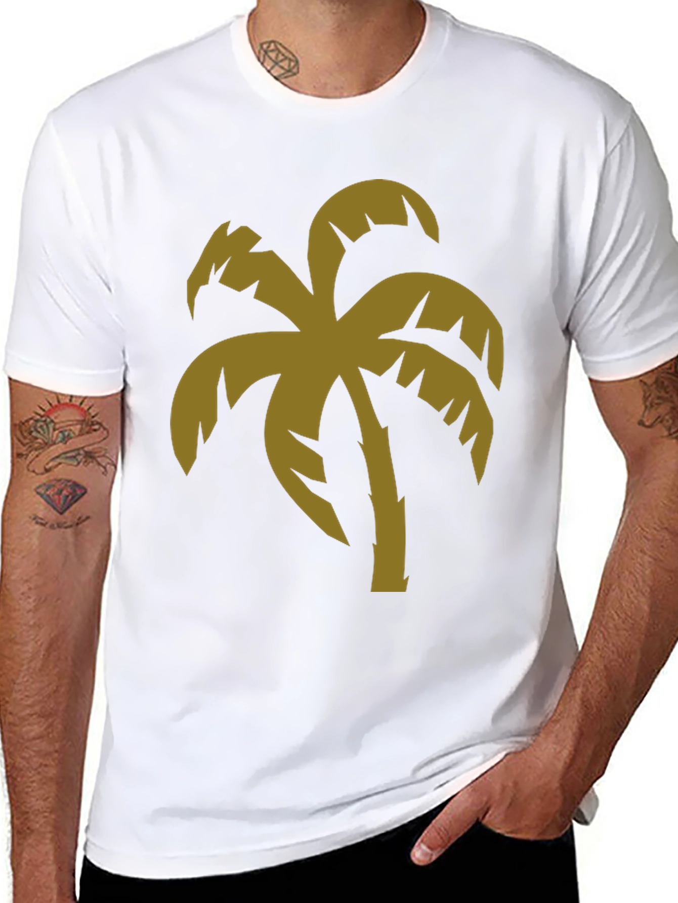 Tropical Palm Tree Graphic Black T-Shirt