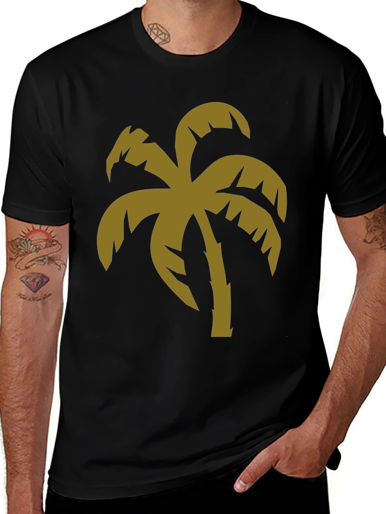 Tropical Palm Tree Graphic Black T-Shirt