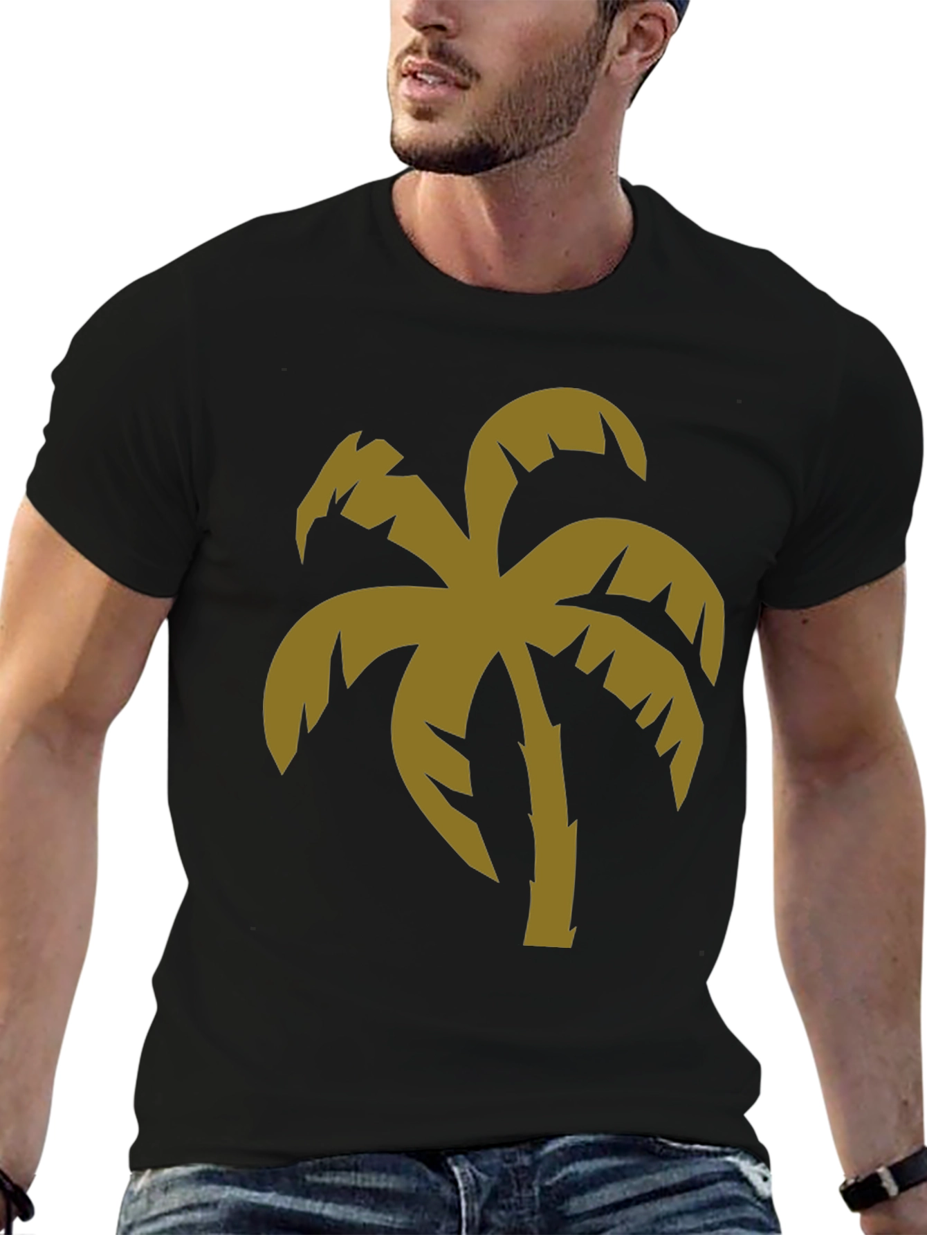 Tropical Palm Tree Graphic Black T-Shirt