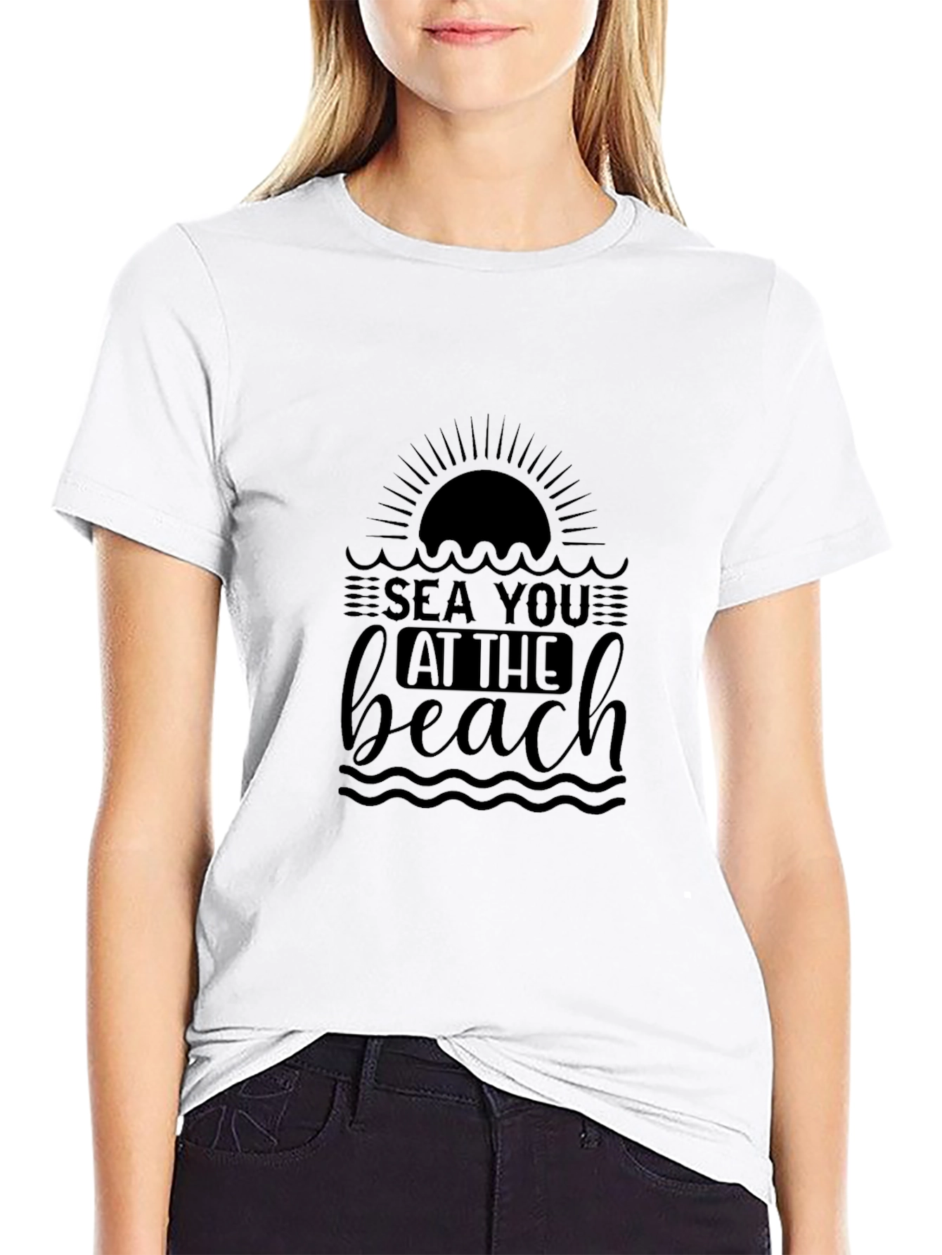Sea You at the Beach Black Graphic Tee