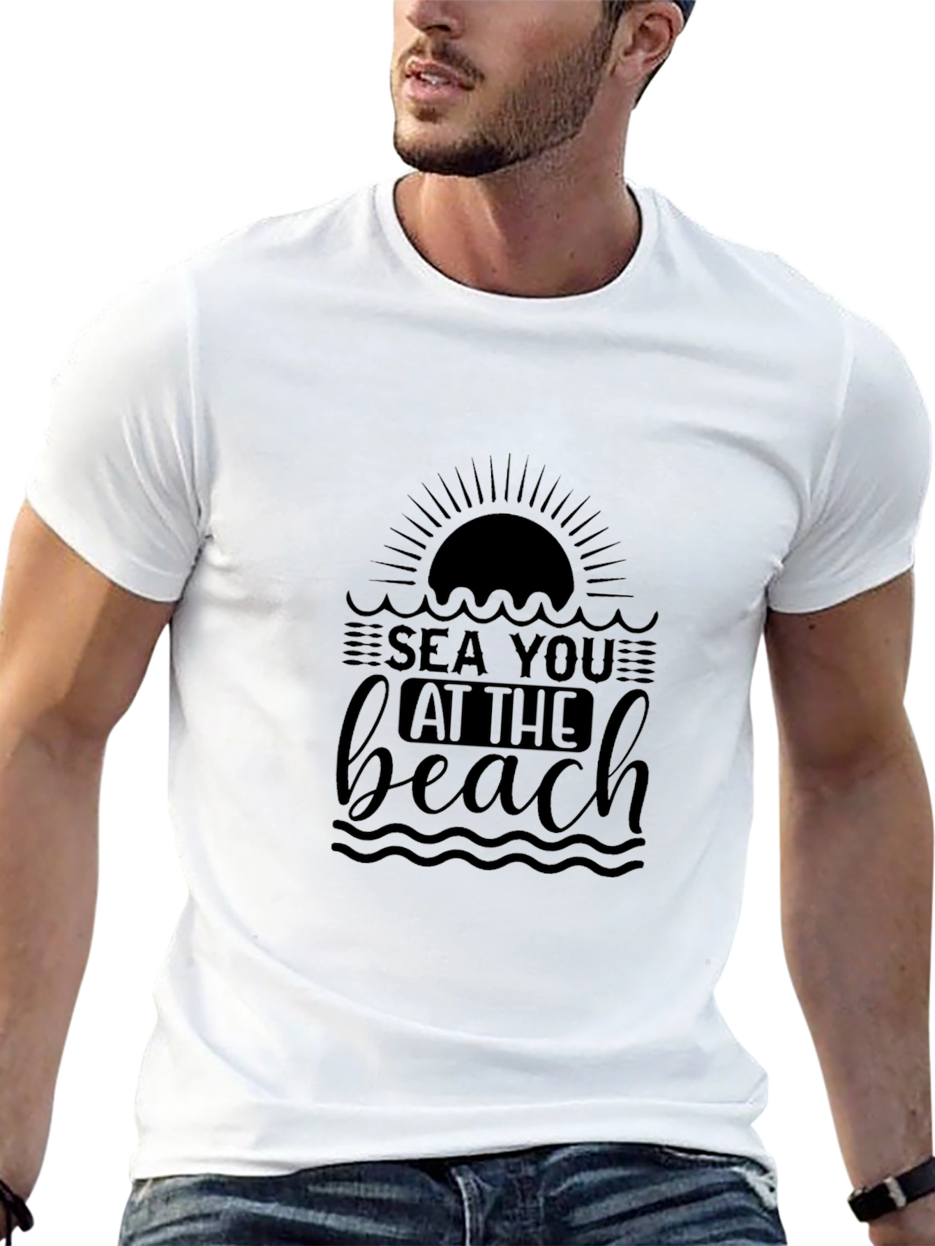 Sea You at the Beach Black Graphic Tee