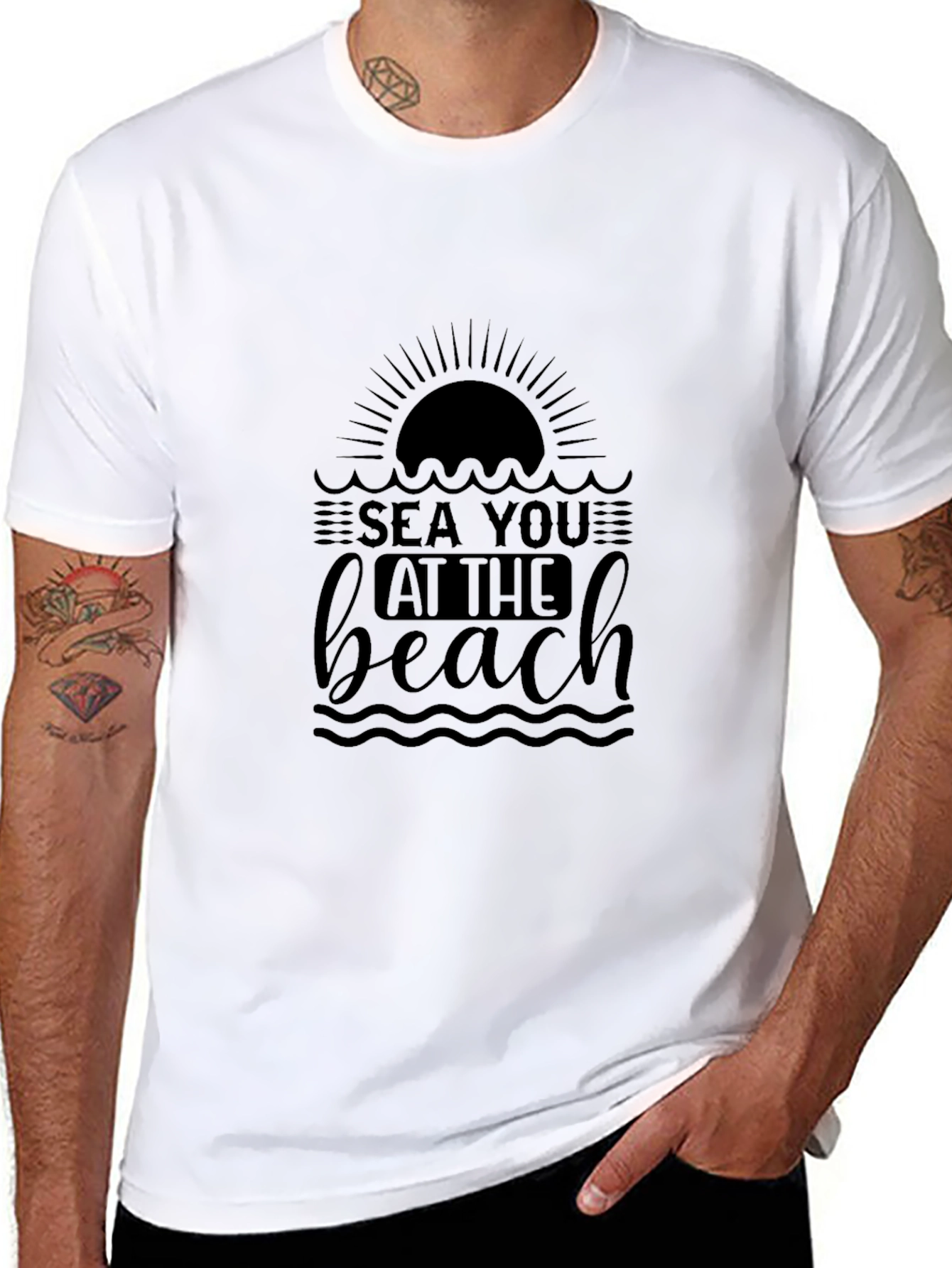 Sea You at the Beach Black Graphic Tee