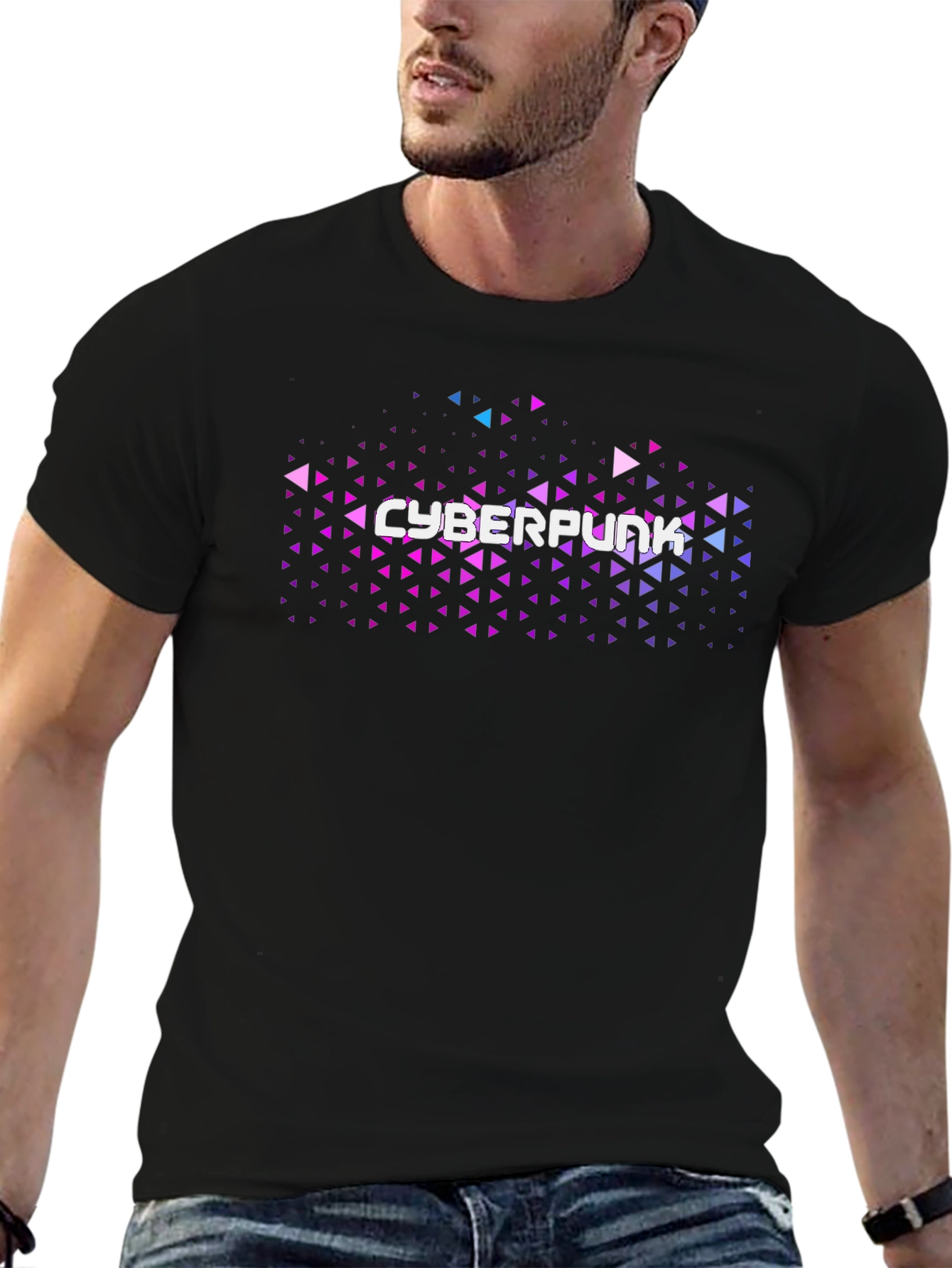 Cyberpunk Graphic Tee - Black Cotton Blend