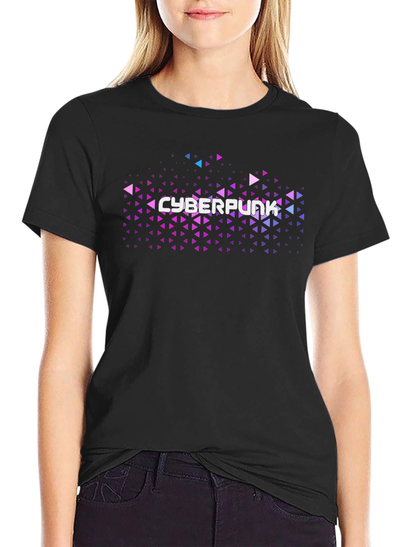Cyberpunk Graphic Tee - Black Cotton Blend