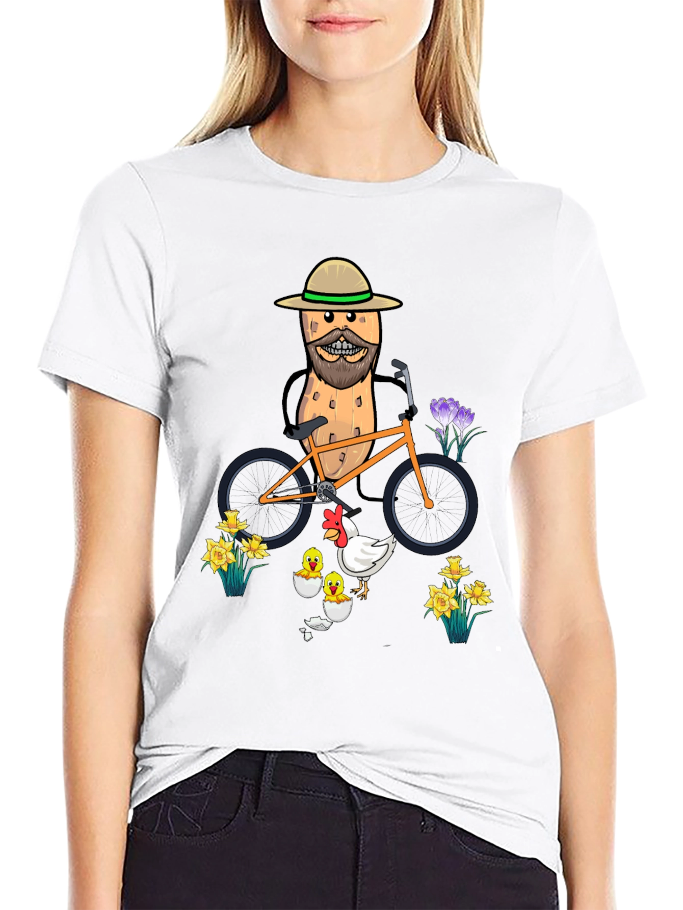 Humorous Peanut Biker T-Shirt - Quirky Graphic Tee