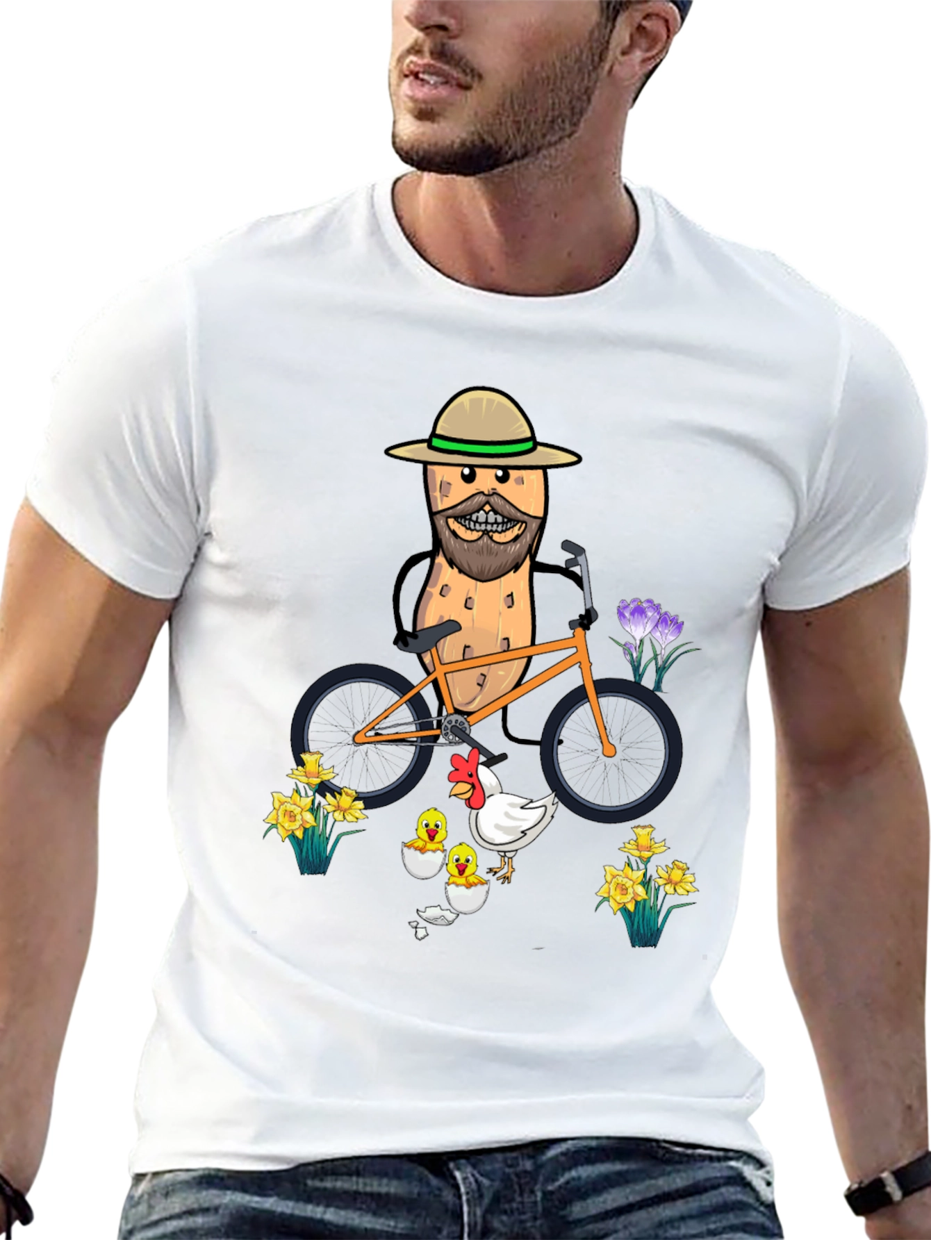 Humorous Peanut Biker T-Shirt - Quirky Graphic Tee
