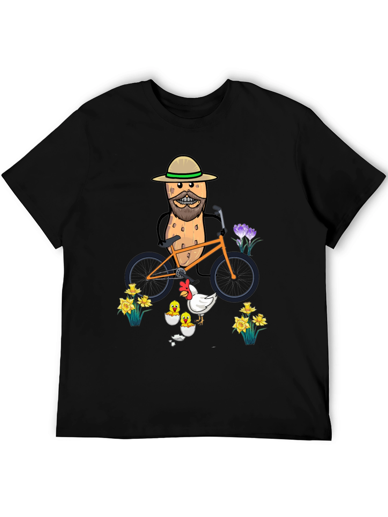 Humorous Peanut Biker T-Shirt - Quirky Graphic Tee