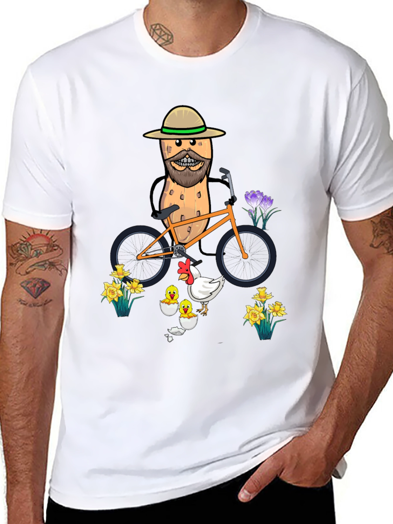 Humorous Peanut Biker T-Shirt - Quirky Graphic Tee