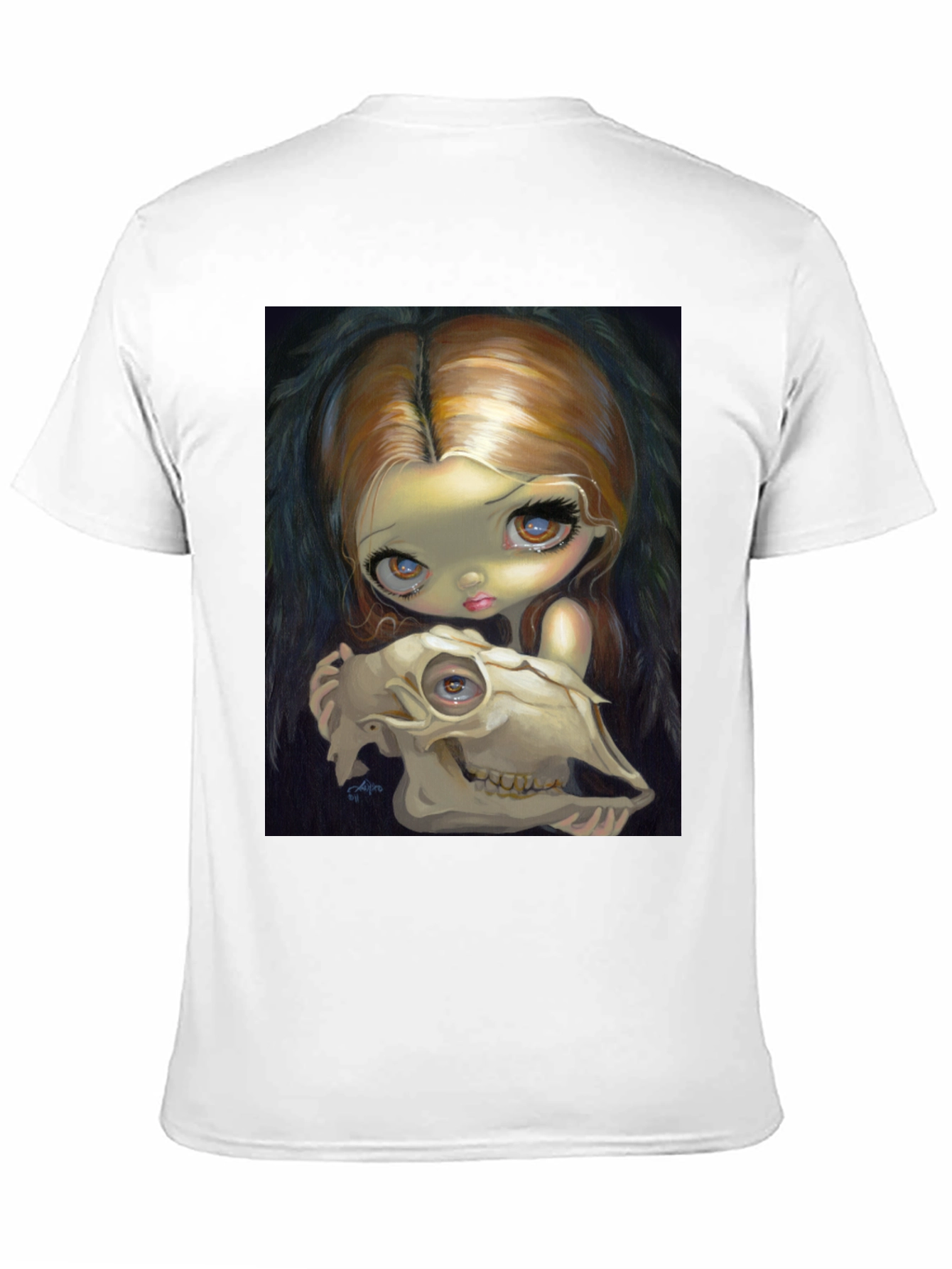 Gothic Art T-Shirt - Girl with Skull