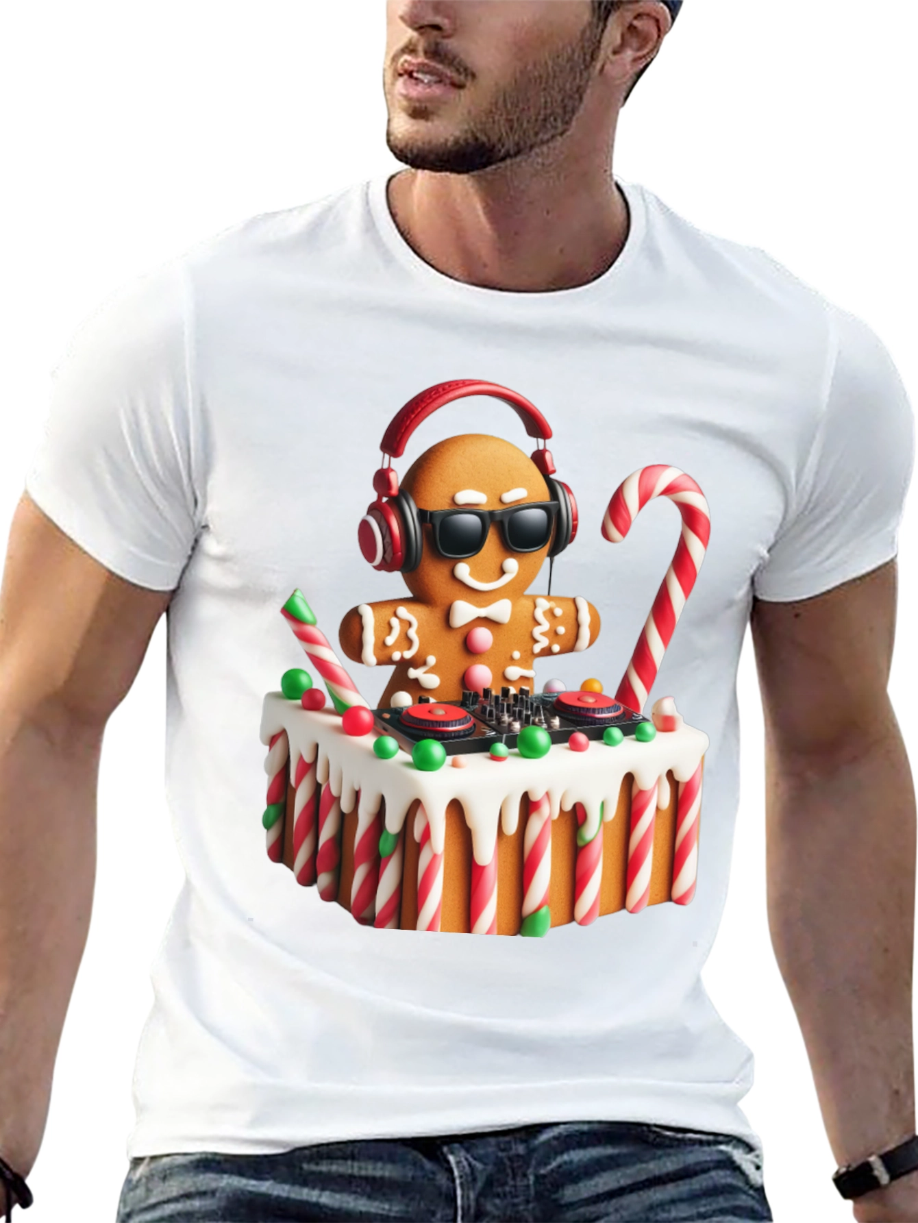 DJ Gingerbread Man Christmas Holiday T-Shirt