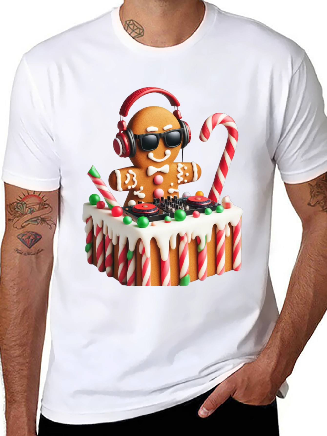 DJ Gingerbread Man Christmas Holiday T-Shirt