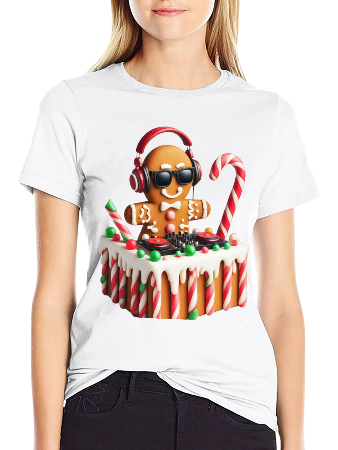 DJ Gingerbread Man Christmas Holiday T-Shirt