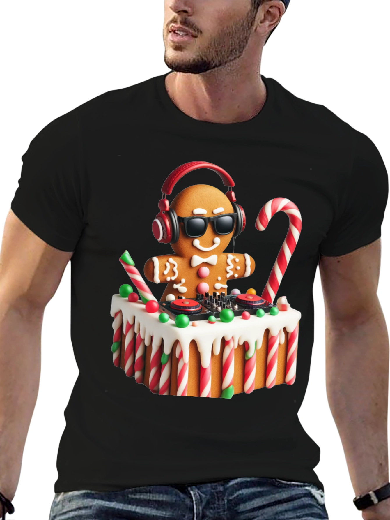 DJ Gingerbread Man Christmas Holiday T-Shirt