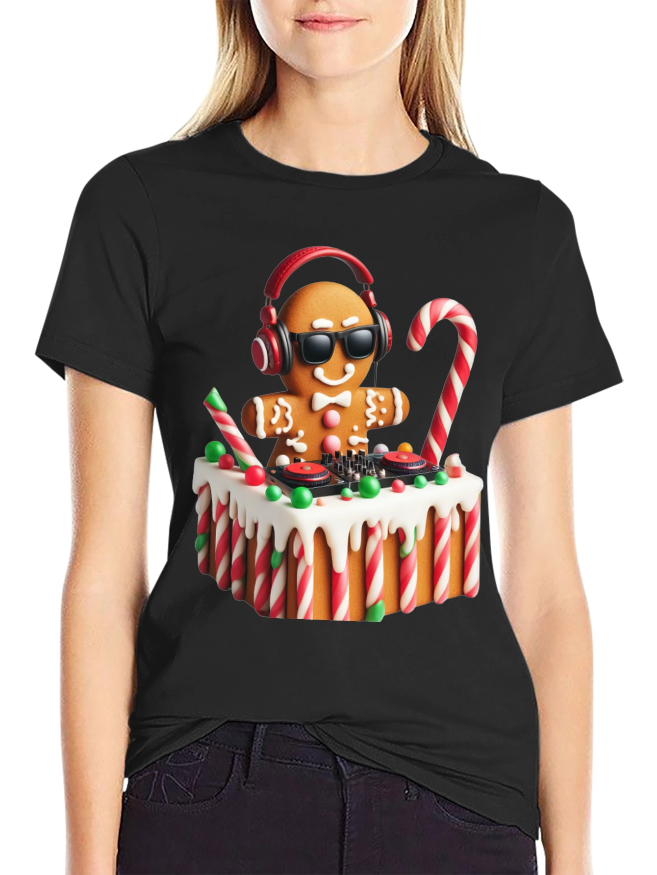 DJ Gingerbread Man Christmas Holiday T-Shirt