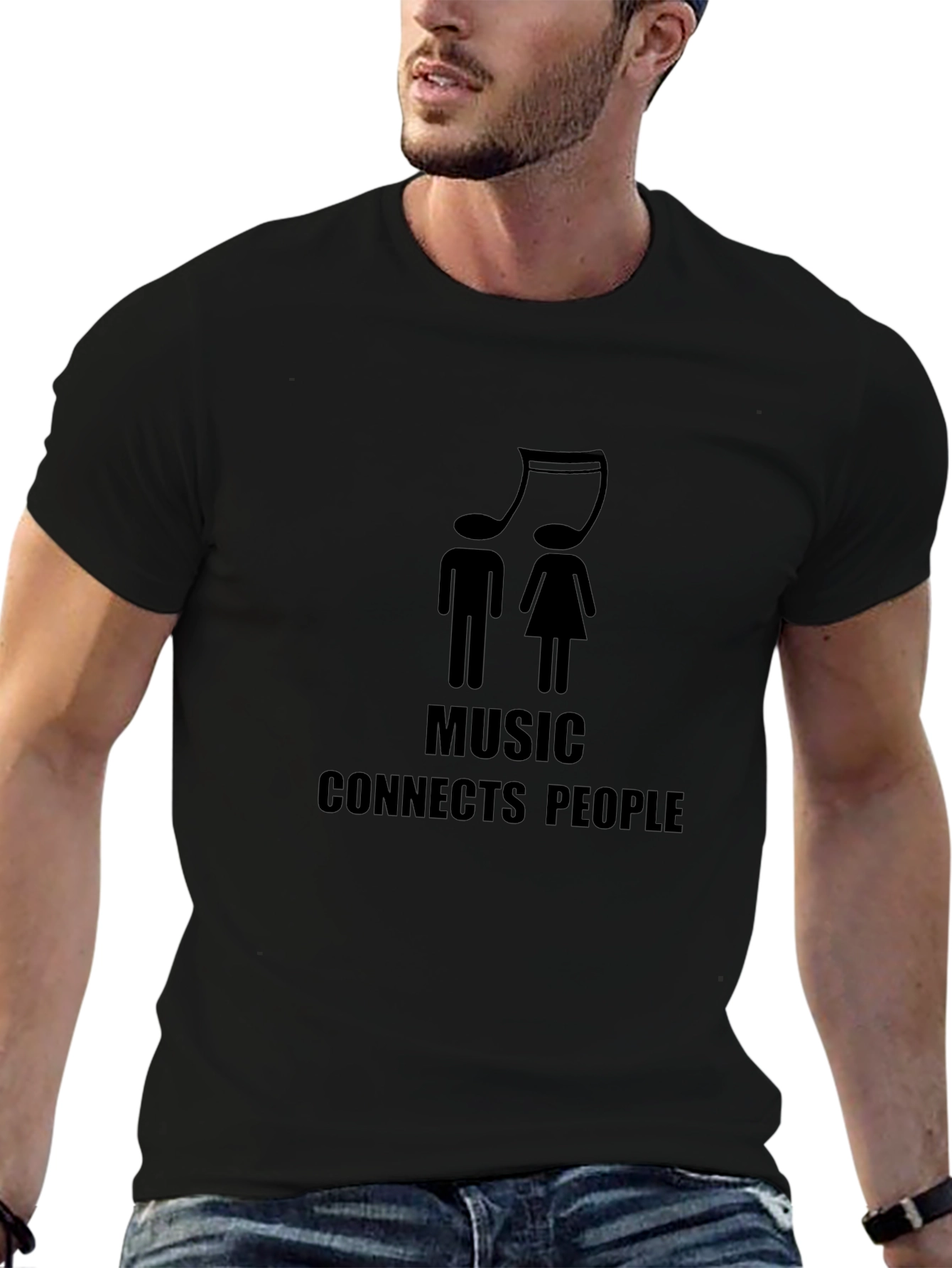 Music Connects People Graphic Tee - Unisex Black T-Shirt