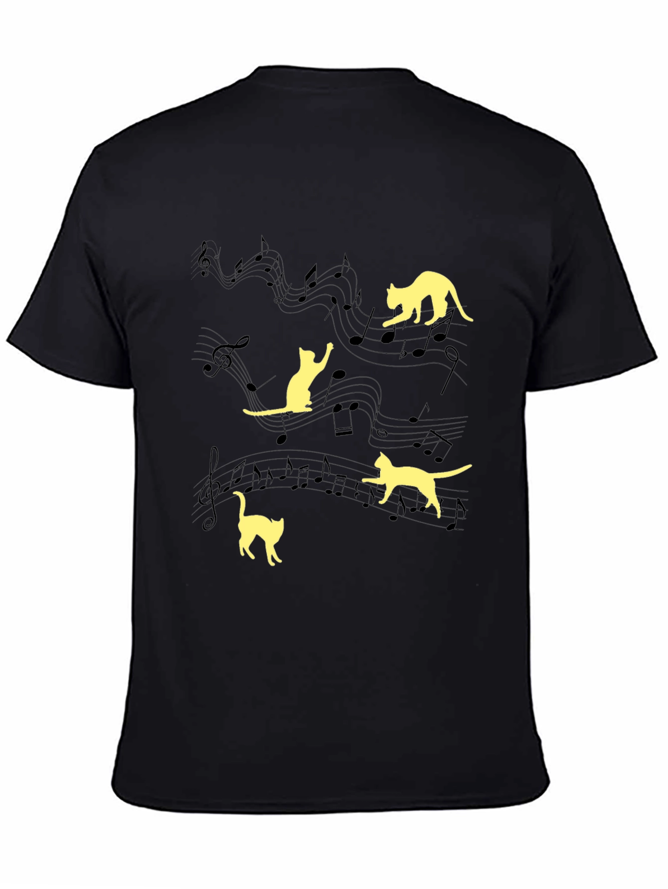 Musical Cats Black T-Shirt