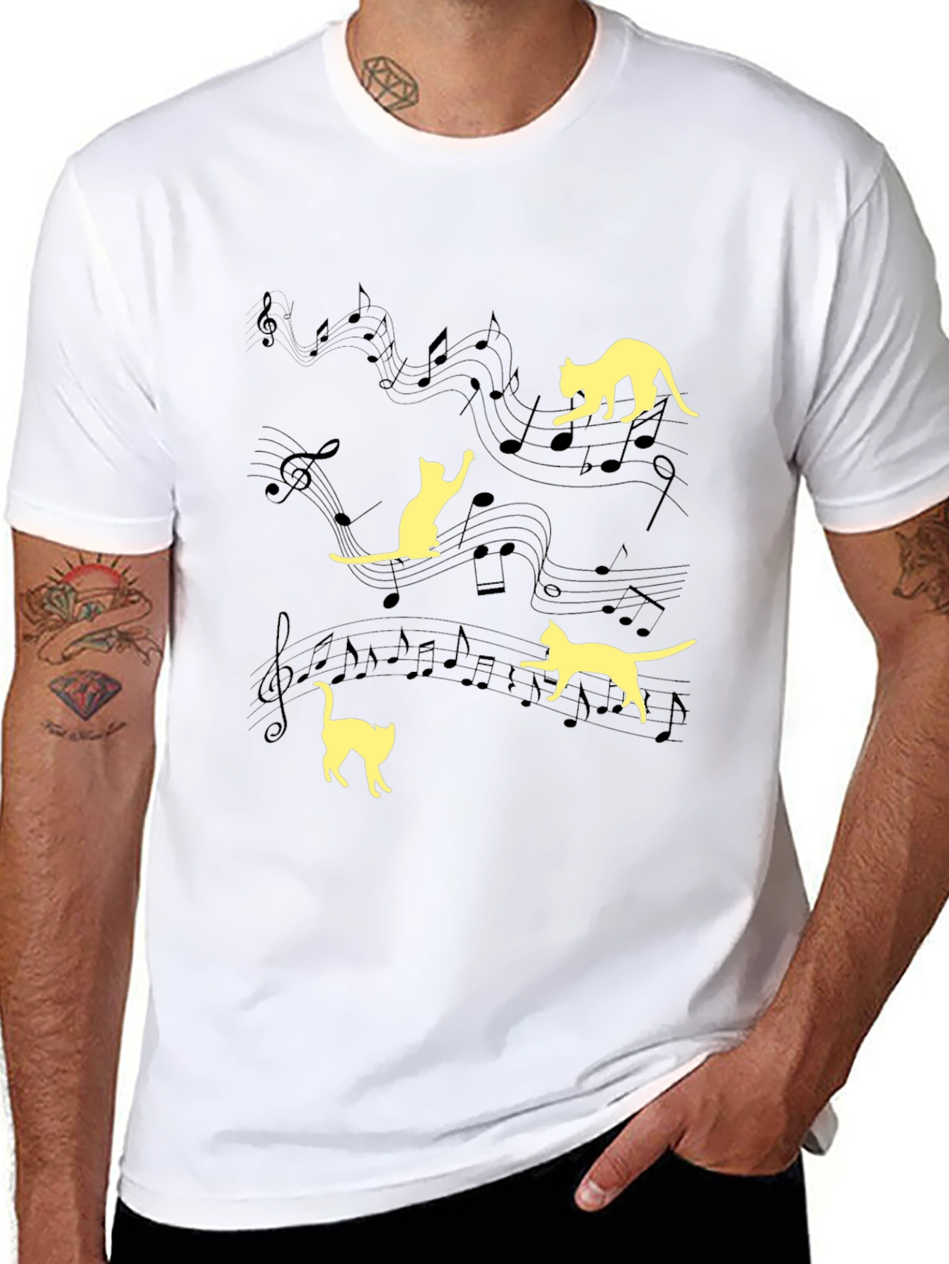 Musical Cats Black T-Shirt