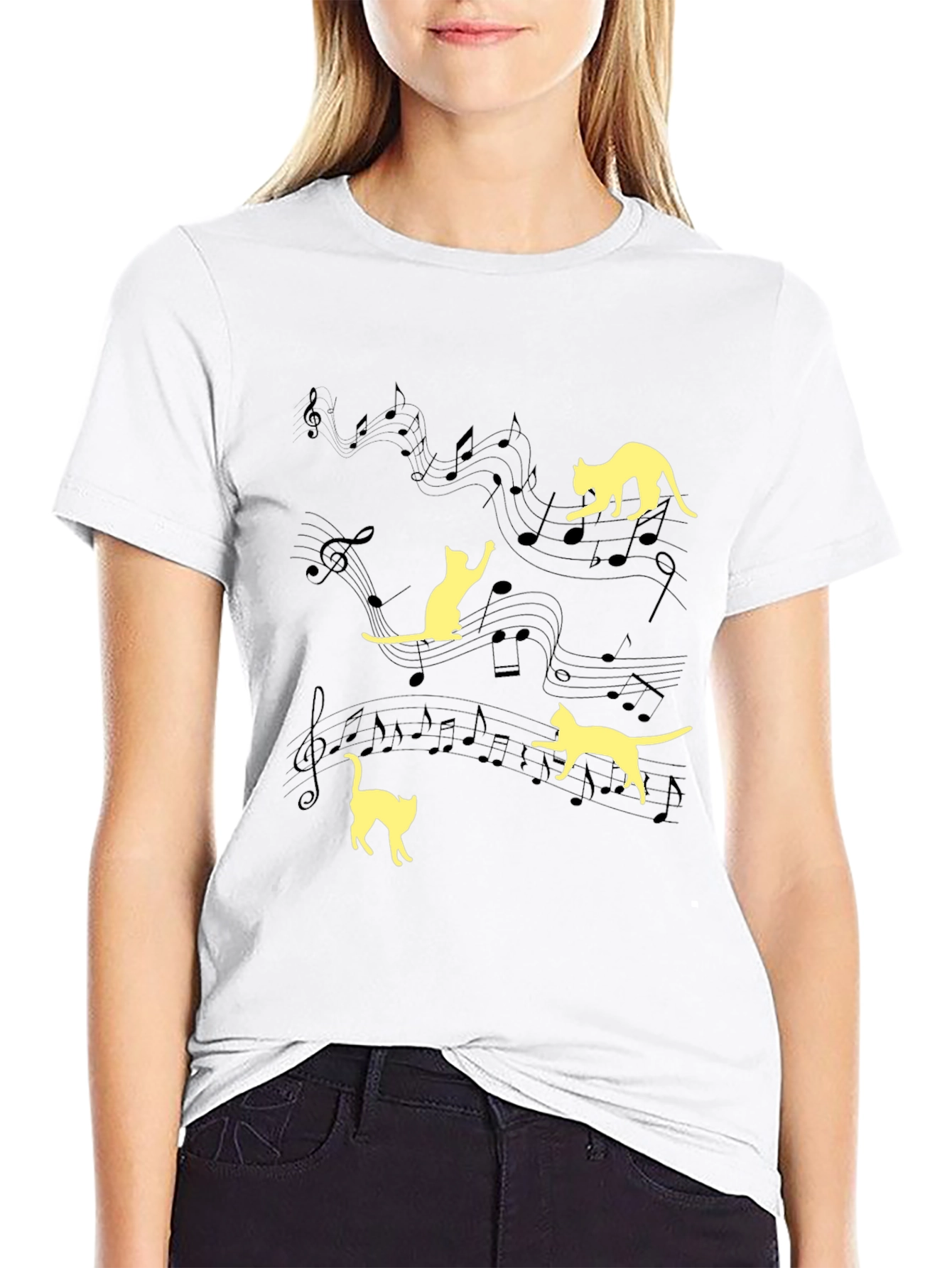 Musical Cats Black T-Shirt