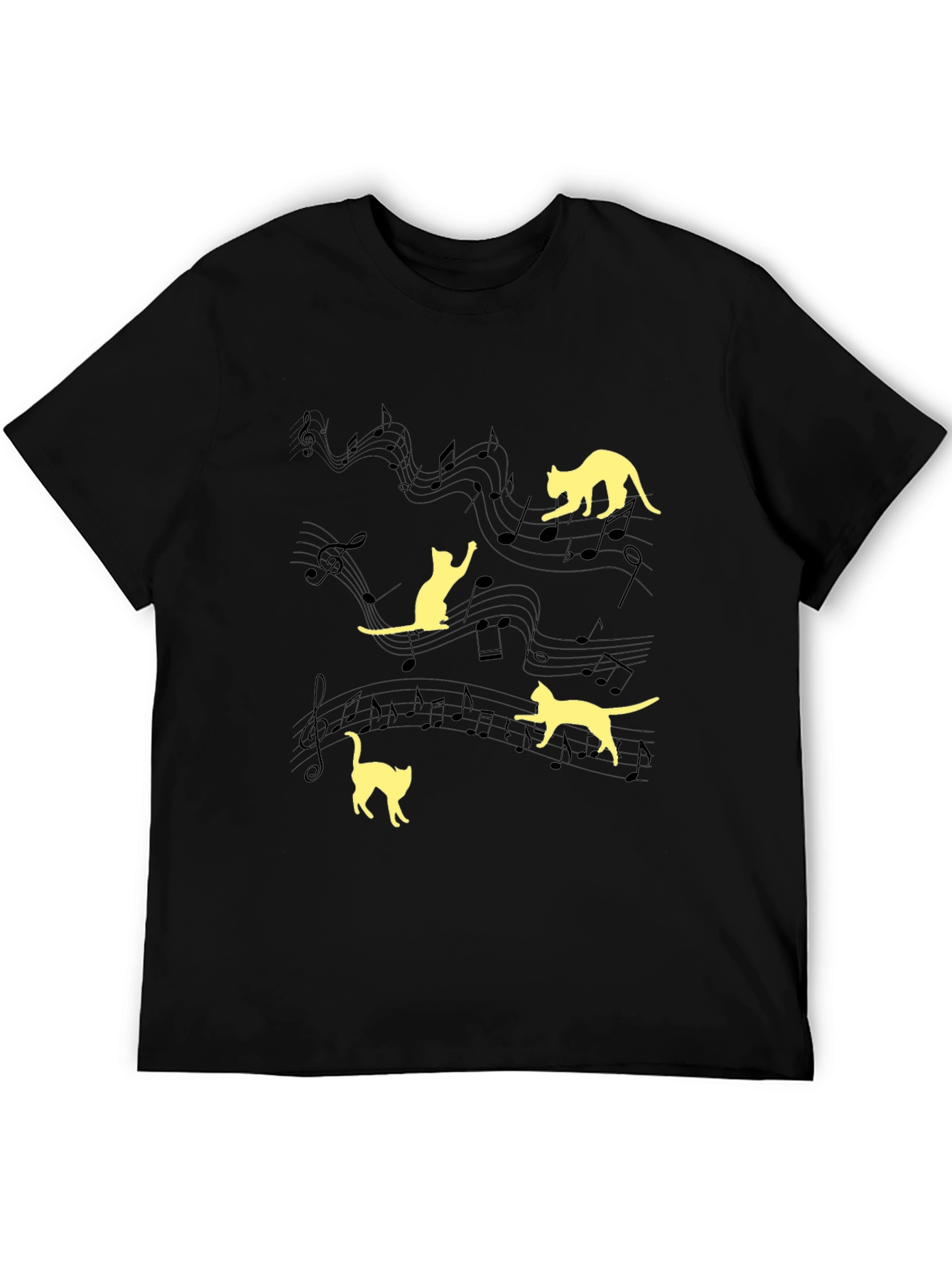 Musical Cats Black T-Shirt