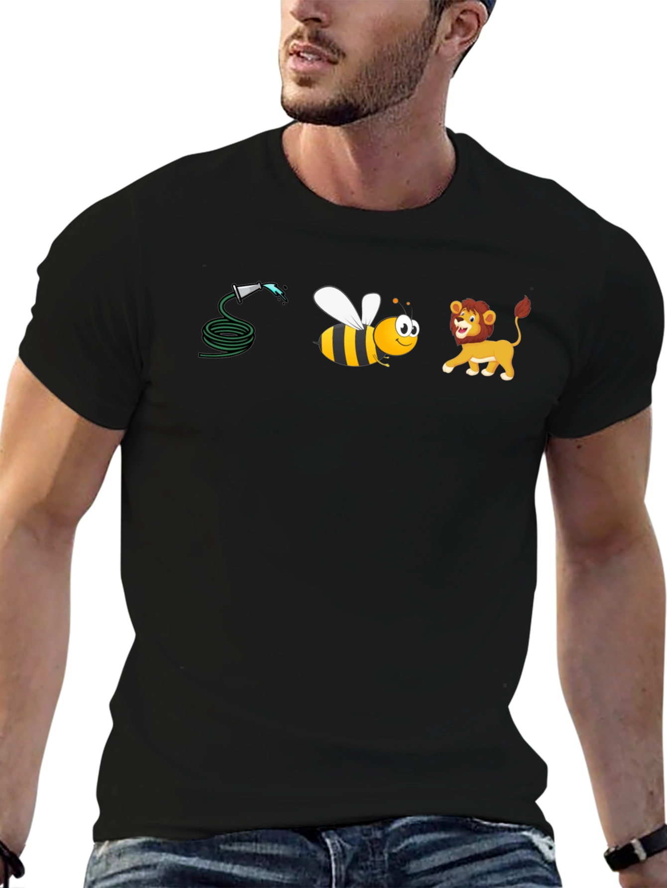 Hose Bee and Lion Black T-Shirt