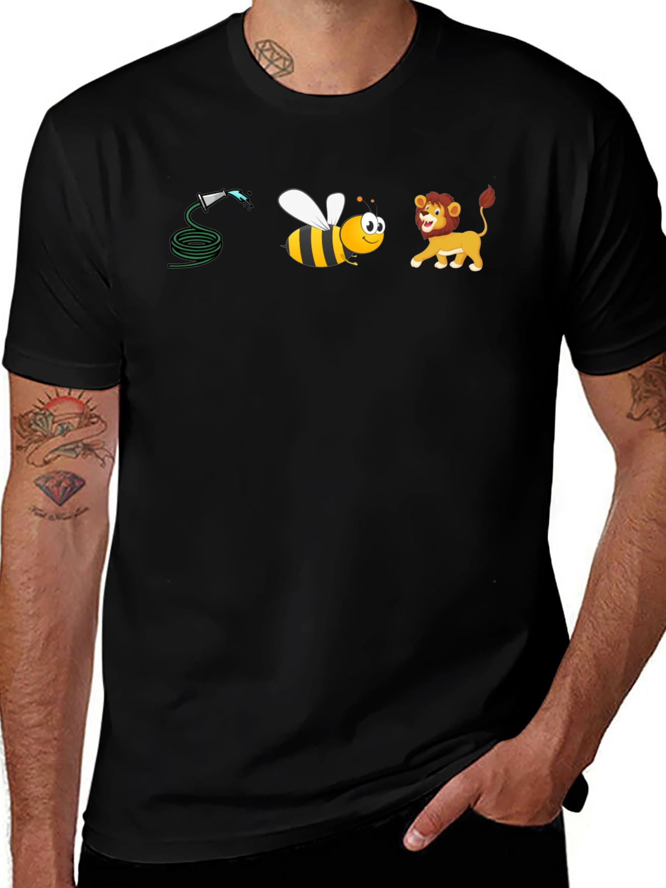 Hose Bee and Lion Black T-Shirt