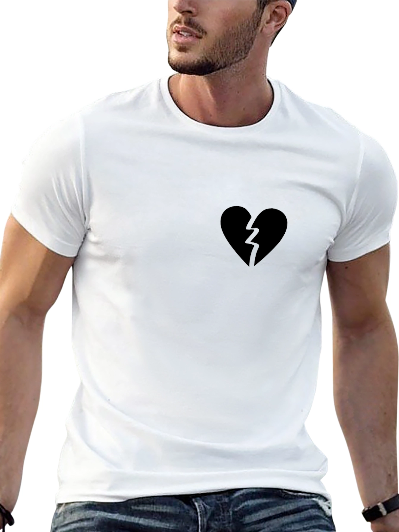 Broken Heart Graphic Tee - Black Casual Shirt