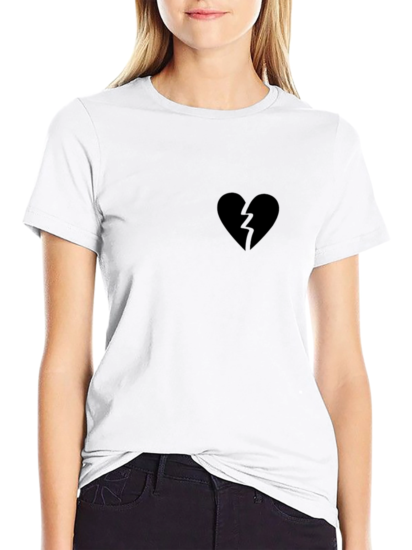 Broken Heart Graphic Tee - Black Casual Shirt