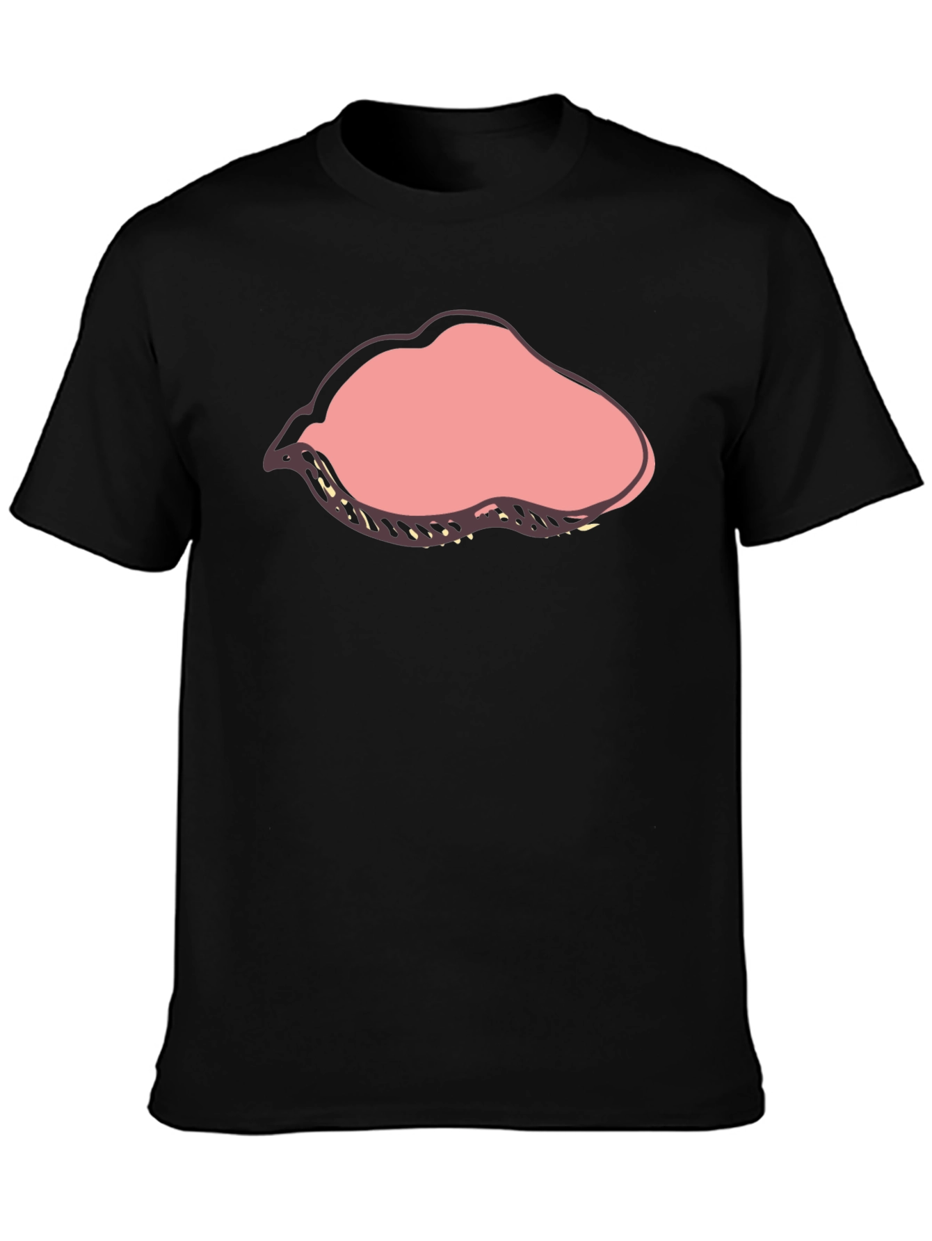 Cartoon Lips Graphic Black T-Shirt
