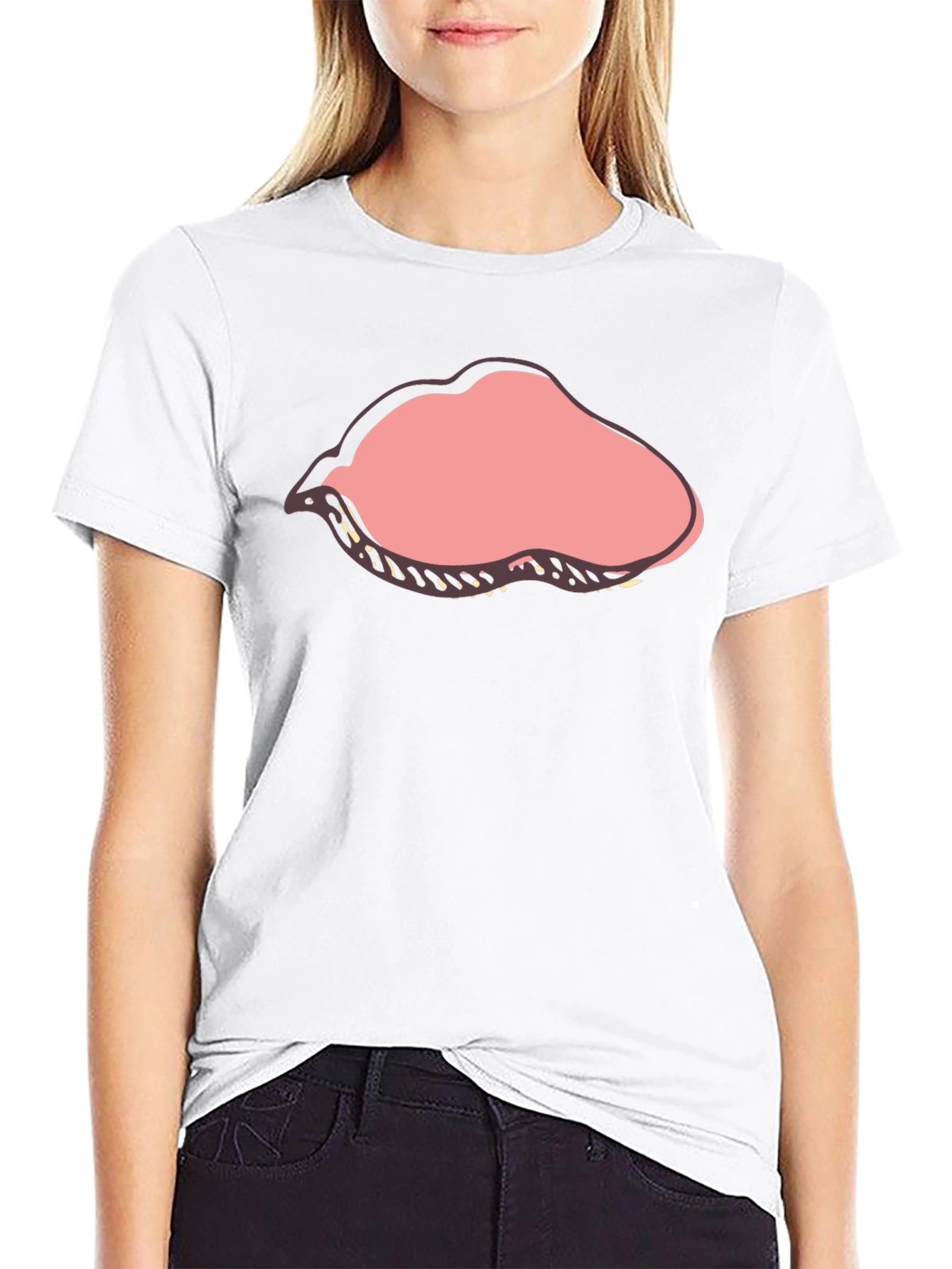 Cartoon Lips Graphic Black T-Shirt