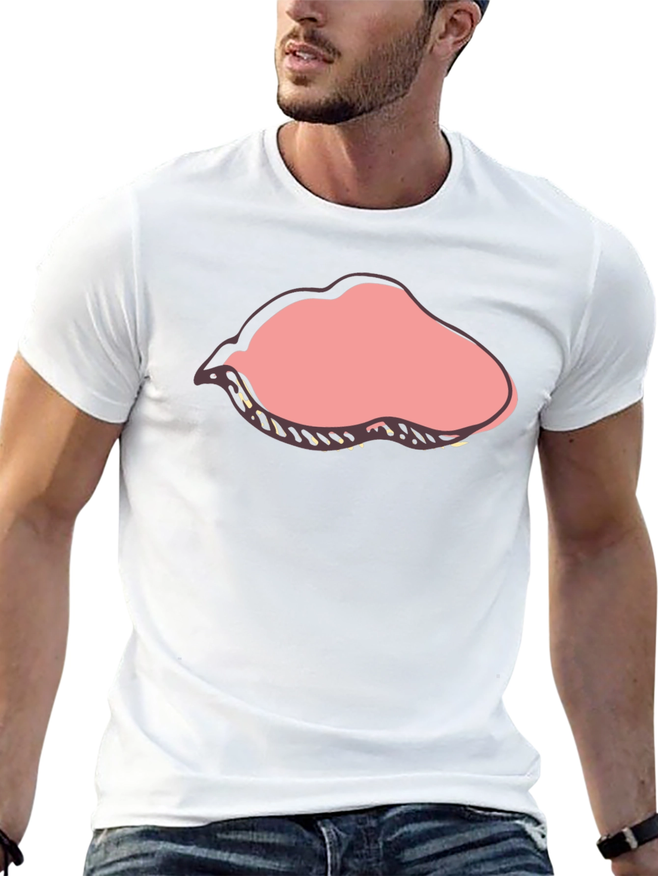 Cartoon Lips Graphic Black T-Shirt