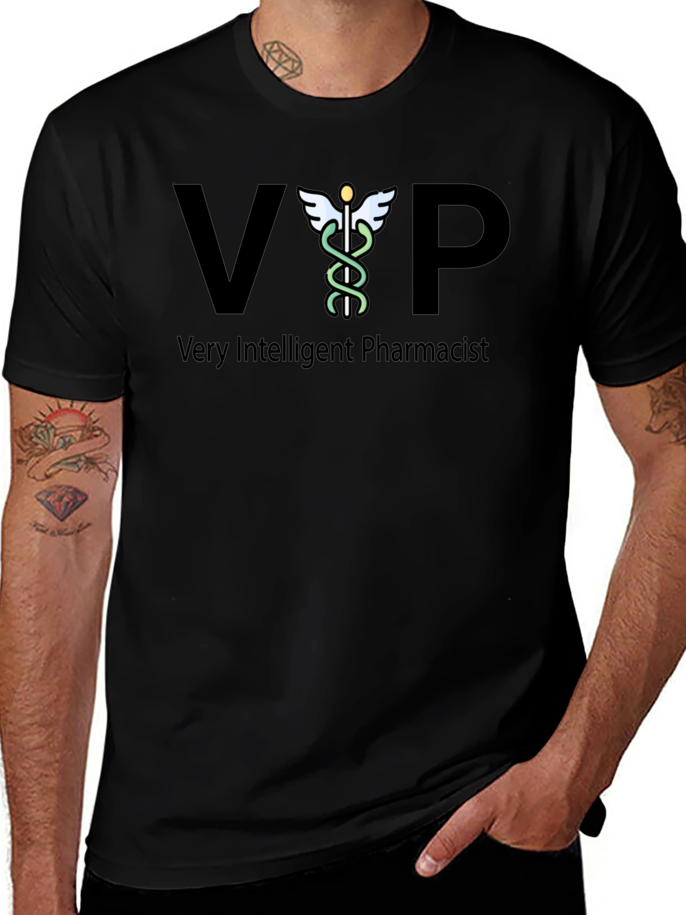 VIP Very Intelligent Pharmacist T-Shirt - Caduceus Design