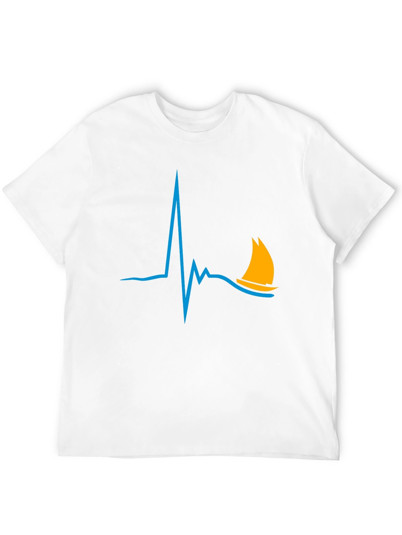 Sailboat Heartbeat Graphic Tee - Stylish Black T-Shirt