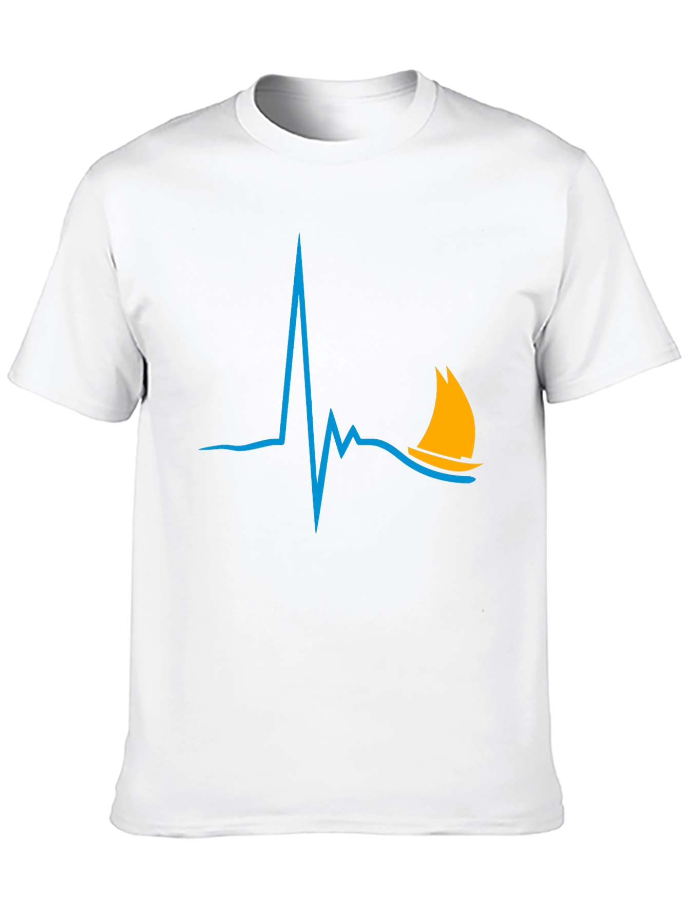 Sailboat Heartbeat Graphic Tee - Stylish Black T-Shirt