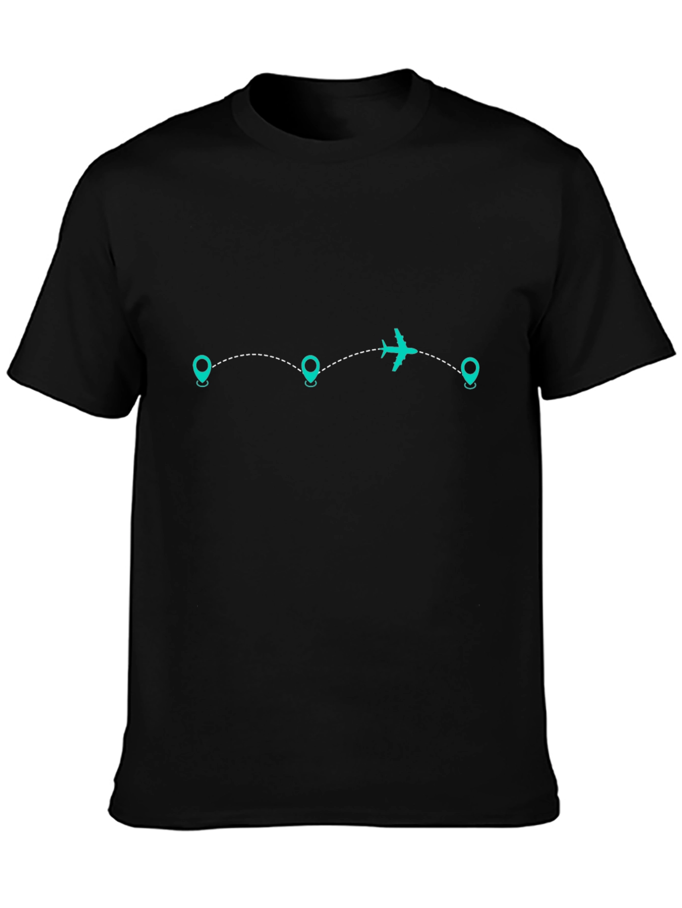 Mens Black Travel Route Graphic Tee