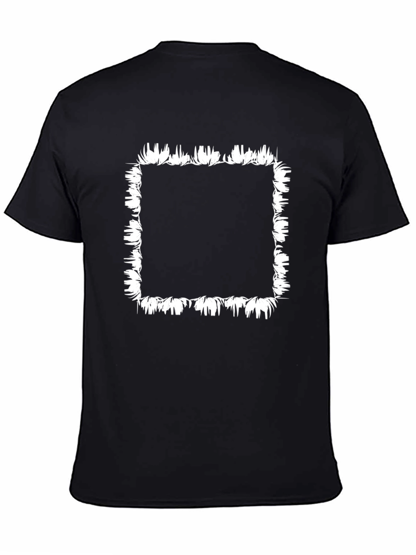 Black T-Shirt with White Floral Square