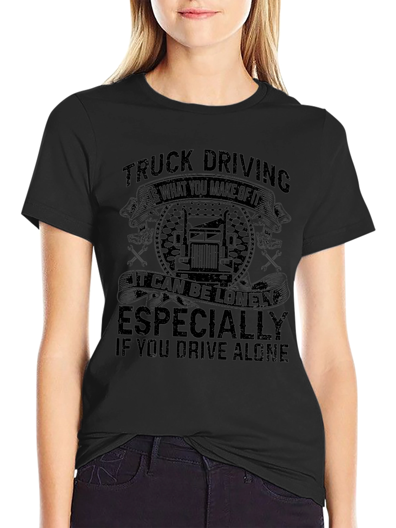 Truck Driving T-Shirt - Lonely Road Graphic Tee