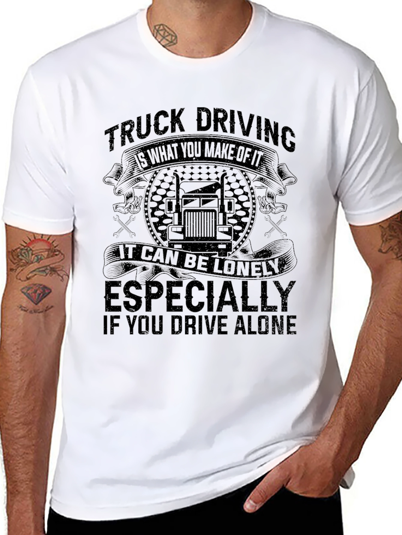 Truck Driving T-Shirt - Lonely Road Graphic Tee
