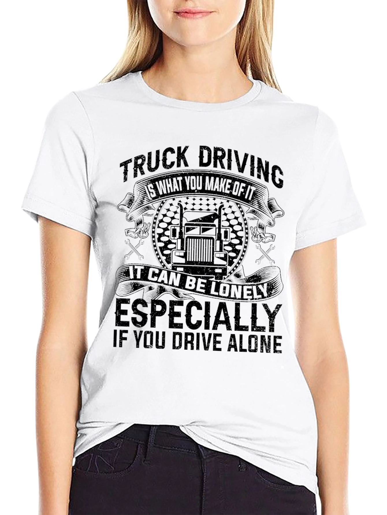 Truck Driving T-Shirt - Lonely Road Graphic Tee