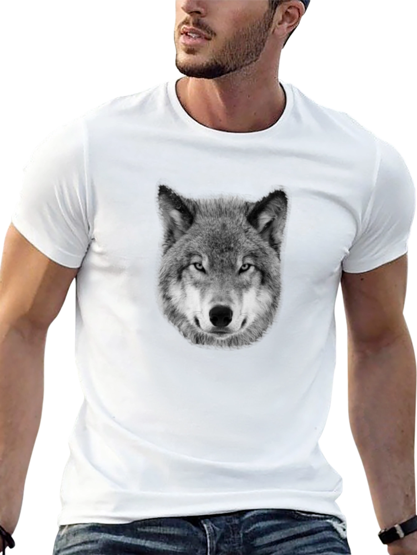 Wolf Graphic Print Black T-Shirt