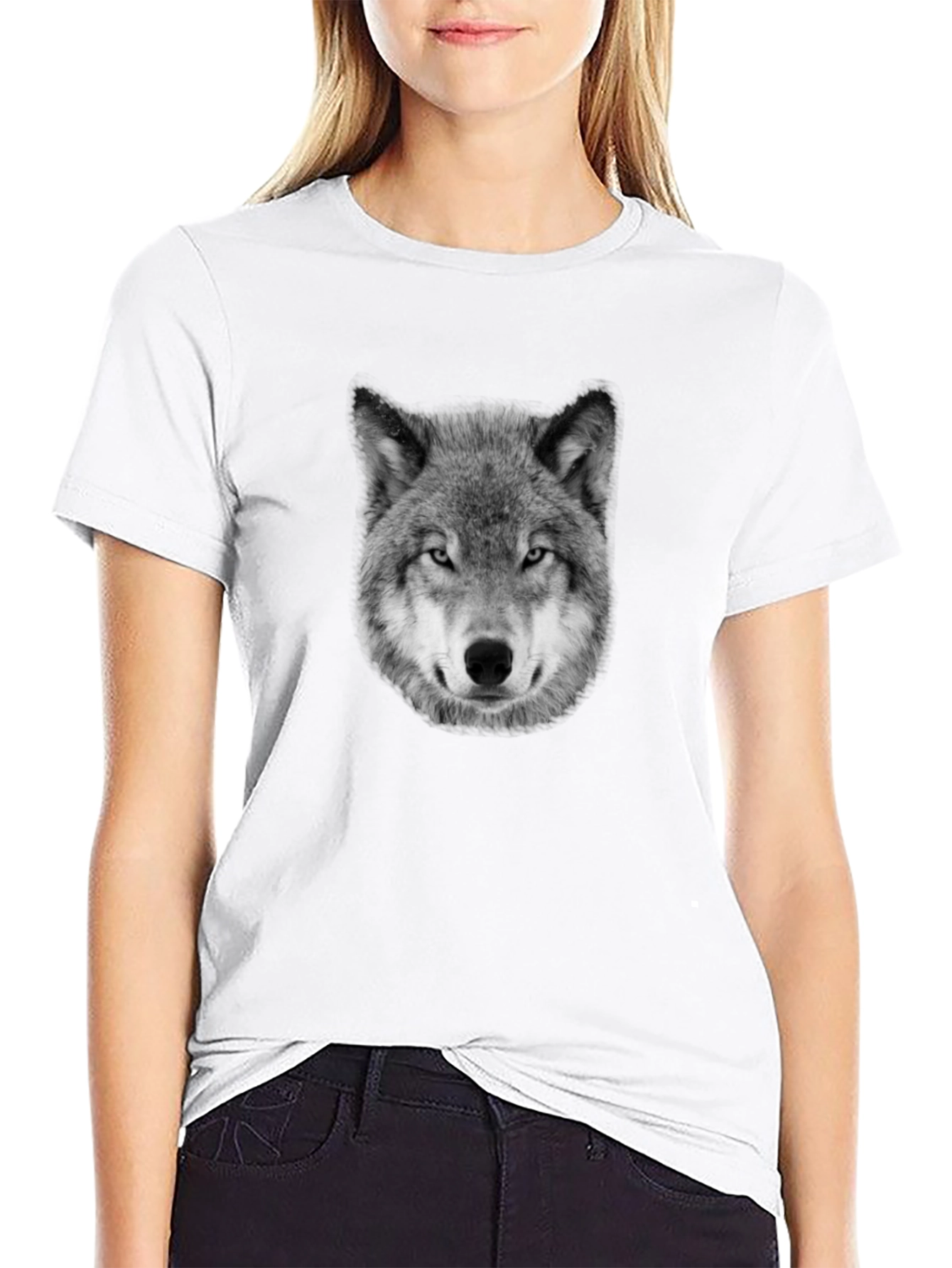 Wolf Graphic Print Black T-Shirt