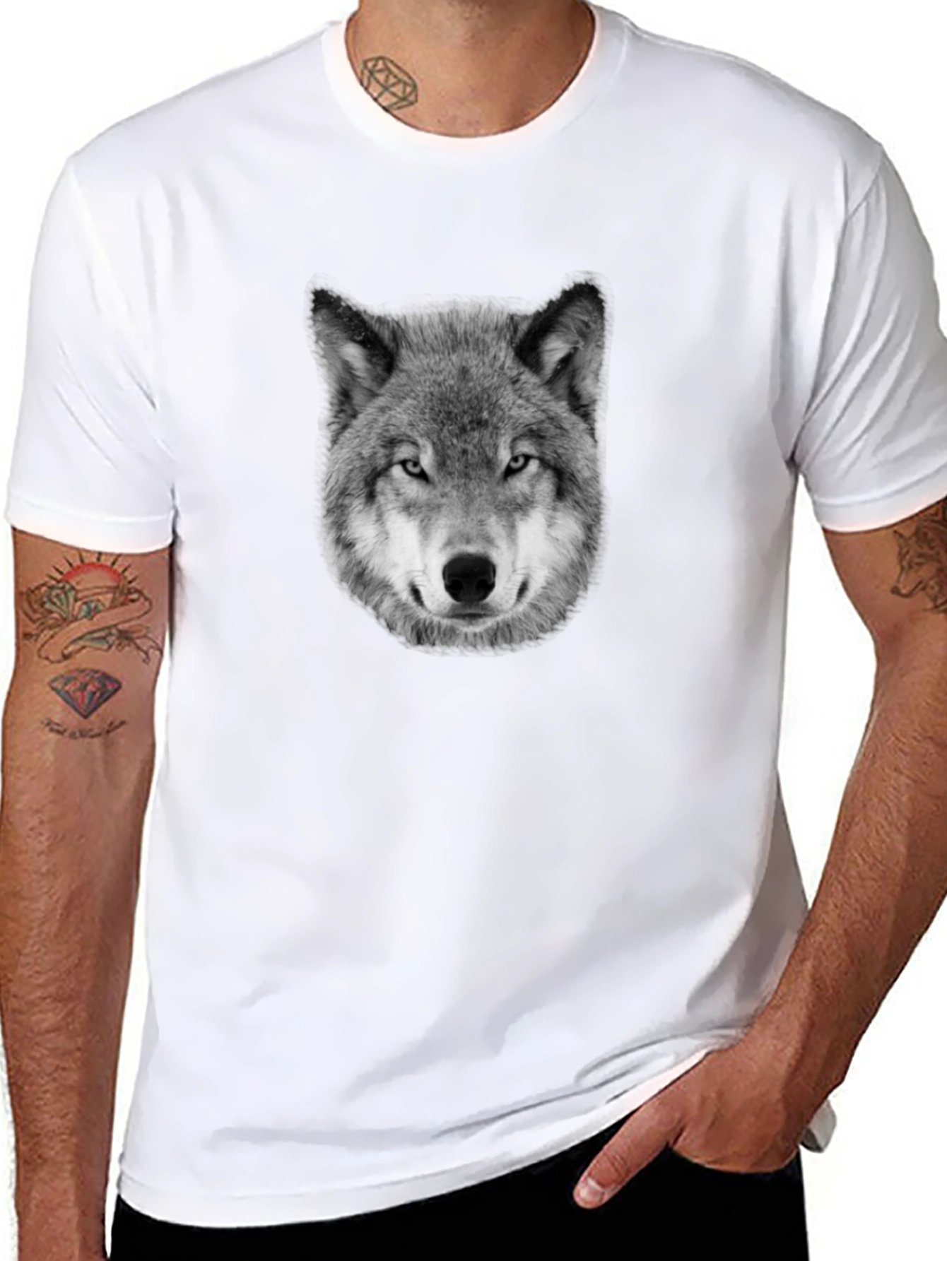 Wolf Graphic Print Black T-Shirt