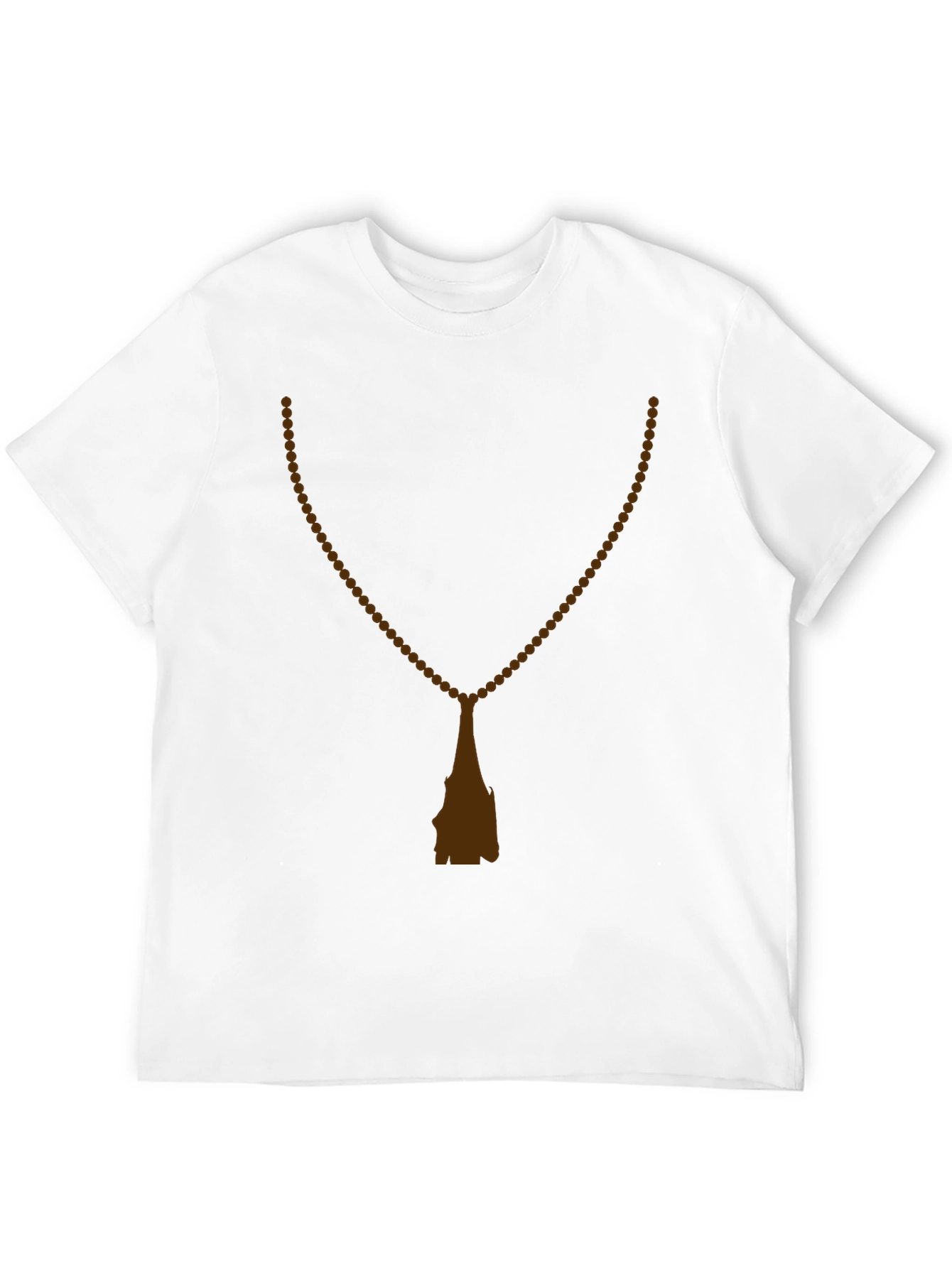 Mens Black T-Shirt with Rosary Beads Print