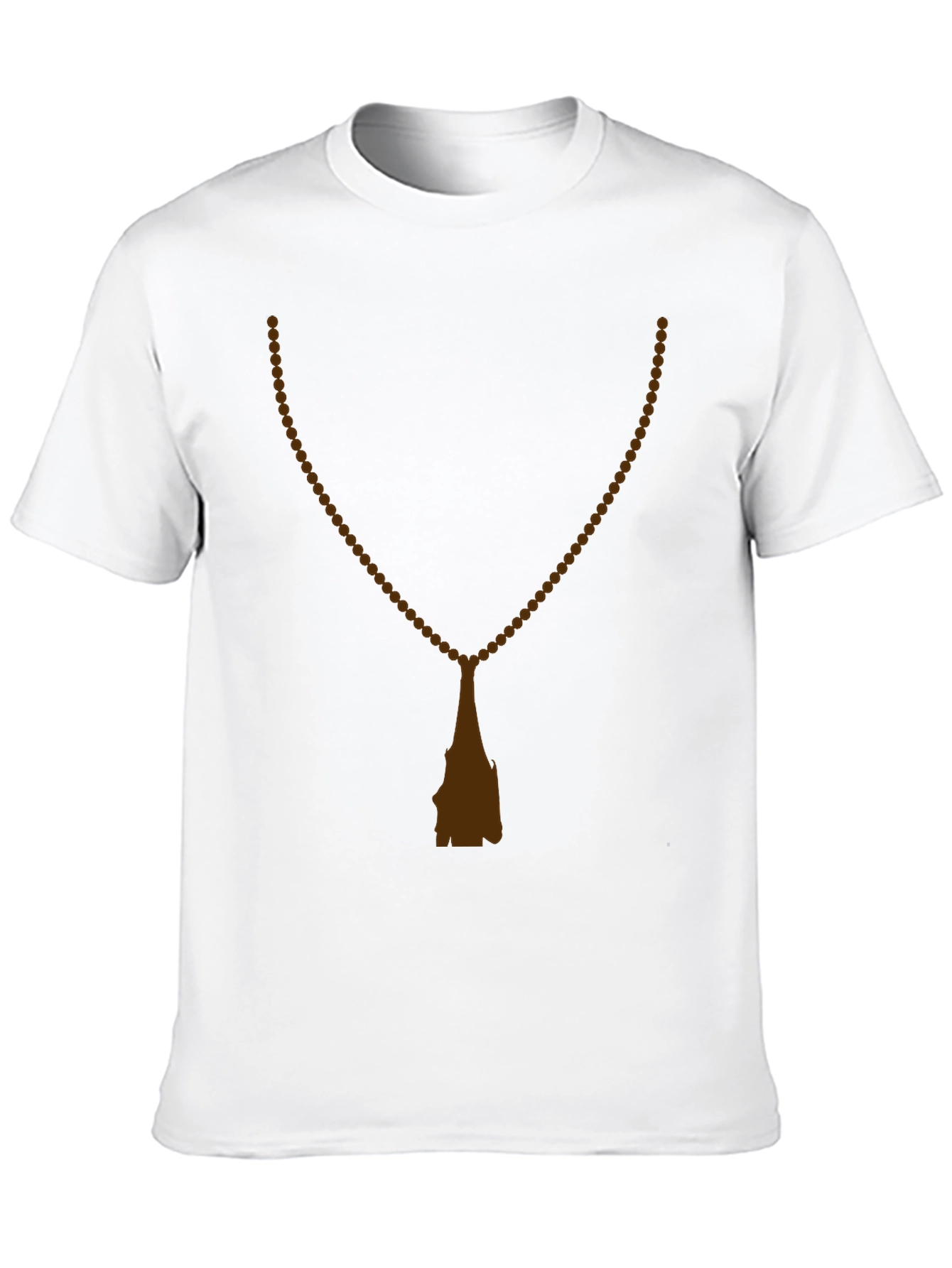 Mens Black T-Shirt with Rosary Beads Print