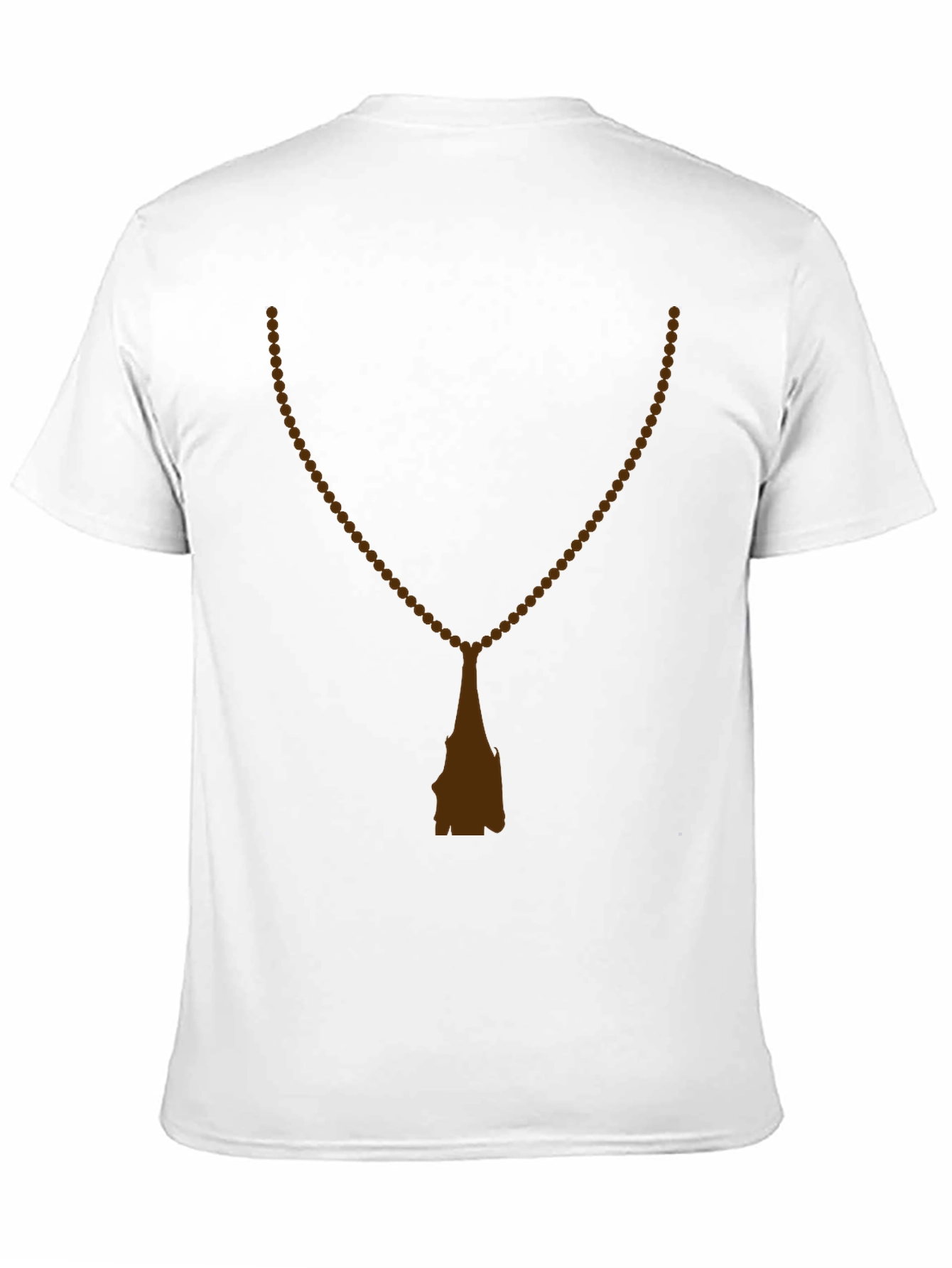 Mens Black T-Shirt with Rosary Beads Print