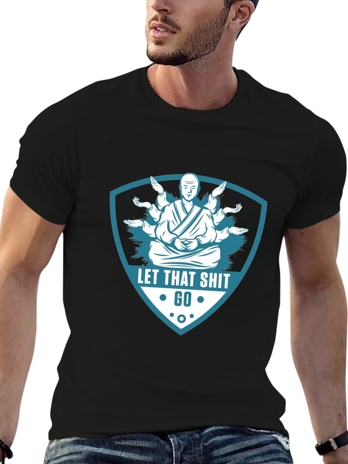 Let That Go T-Shirt - Meditating Monk Graphic Tee
