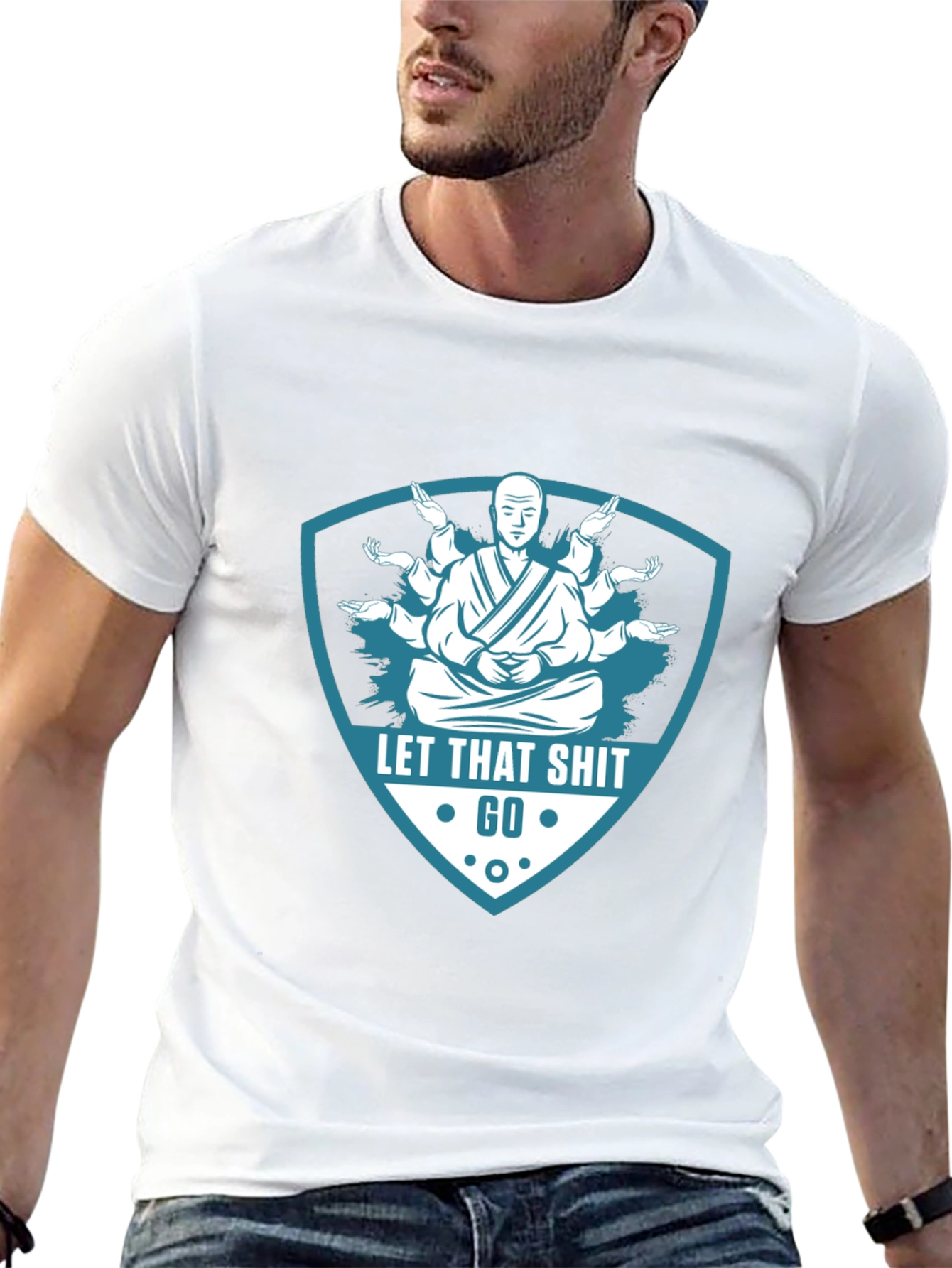 Let That Go T-Shirt - Meditating Monk Graphic Tee